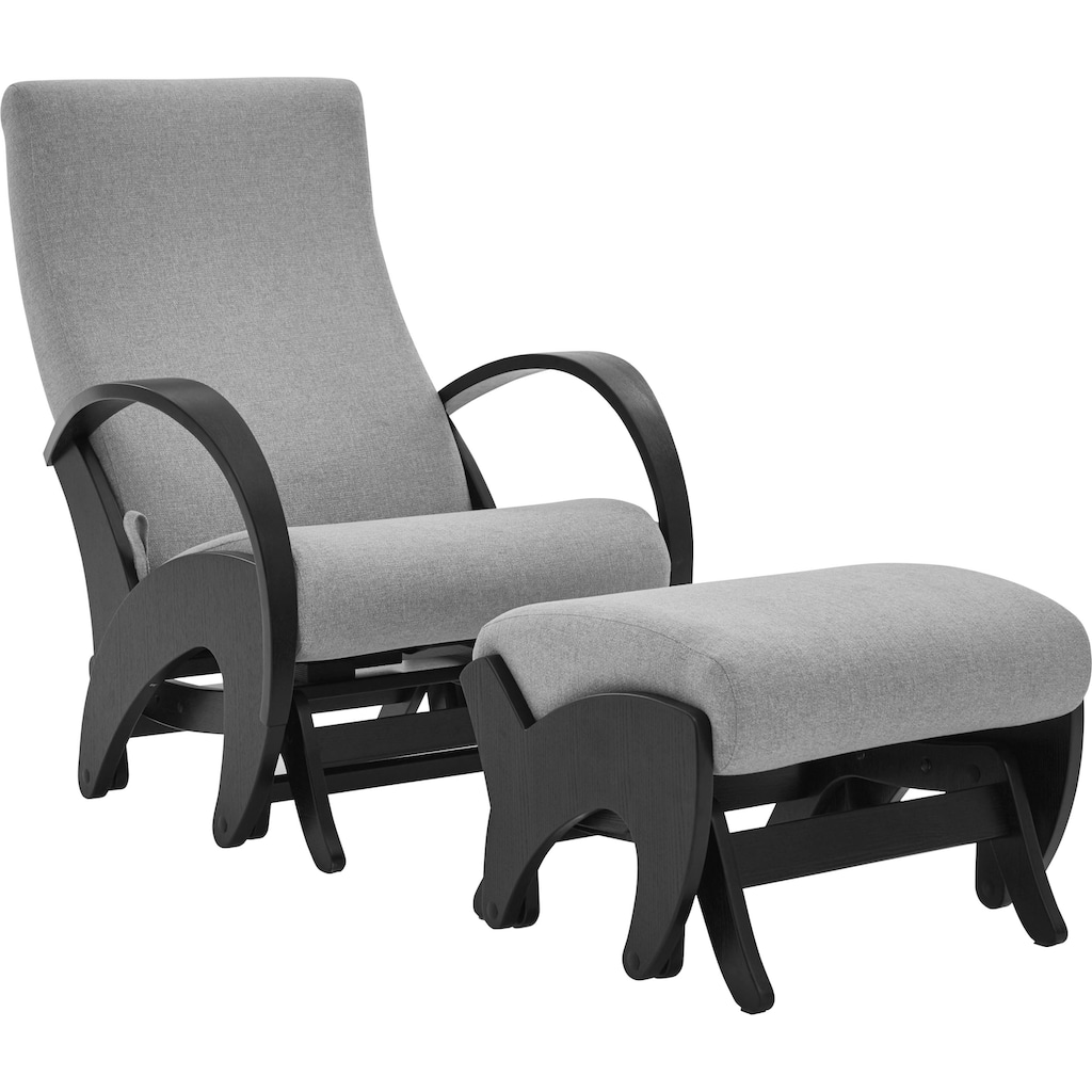 ATLANTIC home collection Relaxsessel, (Set, Sessel+Hocker), mit Rückenverstellung und Schaukelfunktion, Set inklusive Hocker
