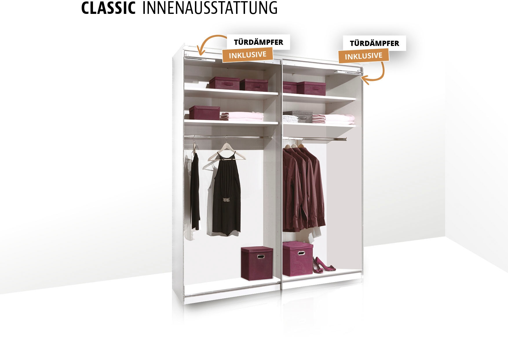 STAUD Schwebetürenschrank »Includo, Made in Germany« Mit vier verschiedenen Ausstattungsvarianten