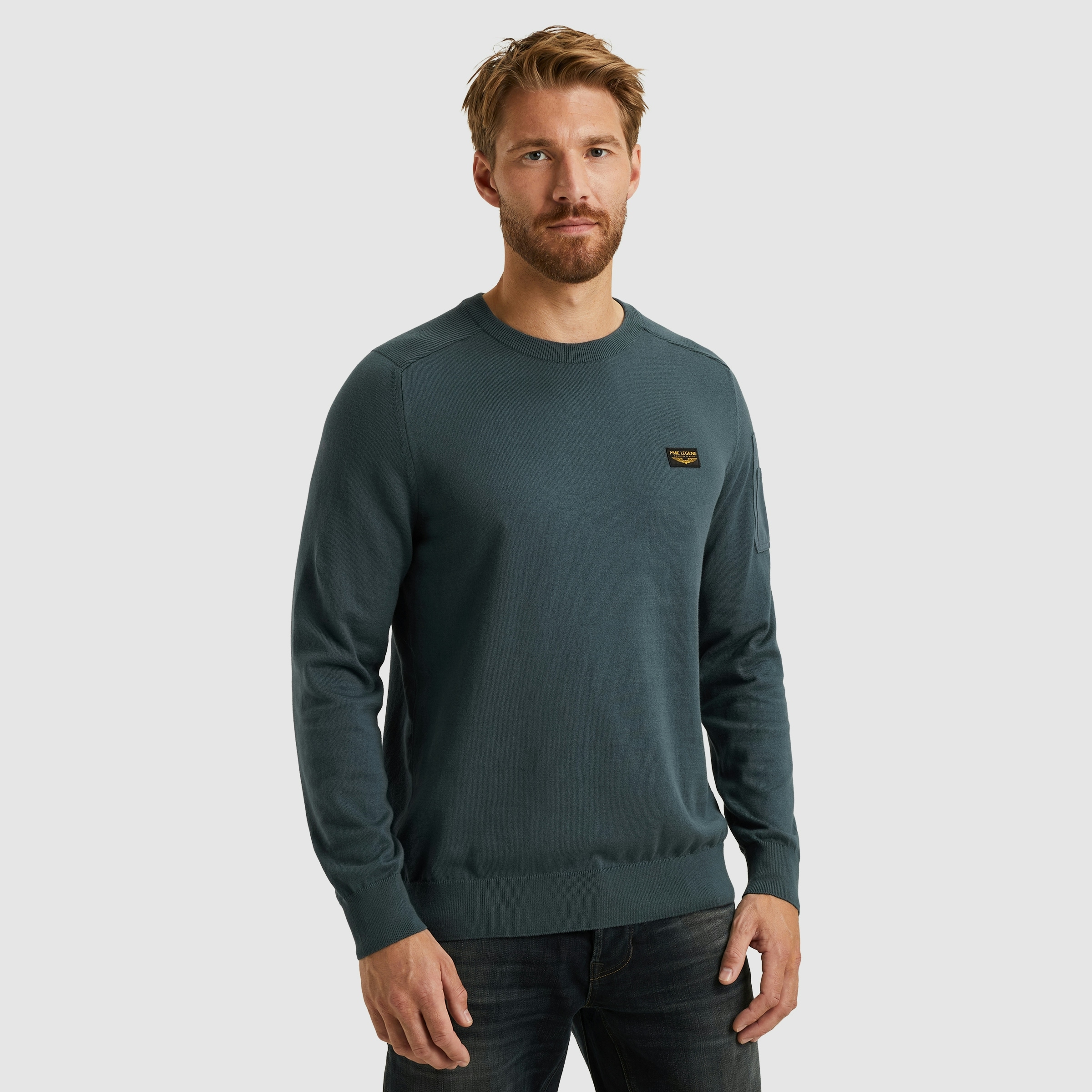 PME LEGEND Rundhalspullover mit Logo Stickerei