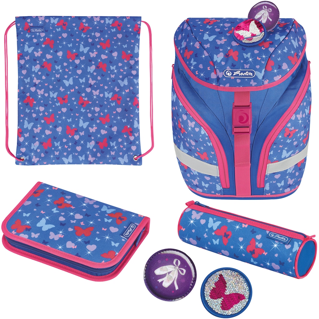 Herlitz Schulrucksack »SoftLight Plus Butterfly«, Reflektoren-Floureszierende Flächen