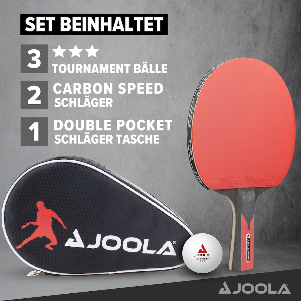 Joola Tischtennisschläger »TT-Set Duo Carbon«, (Set, mit Bällen-mit Schlägerhülle)