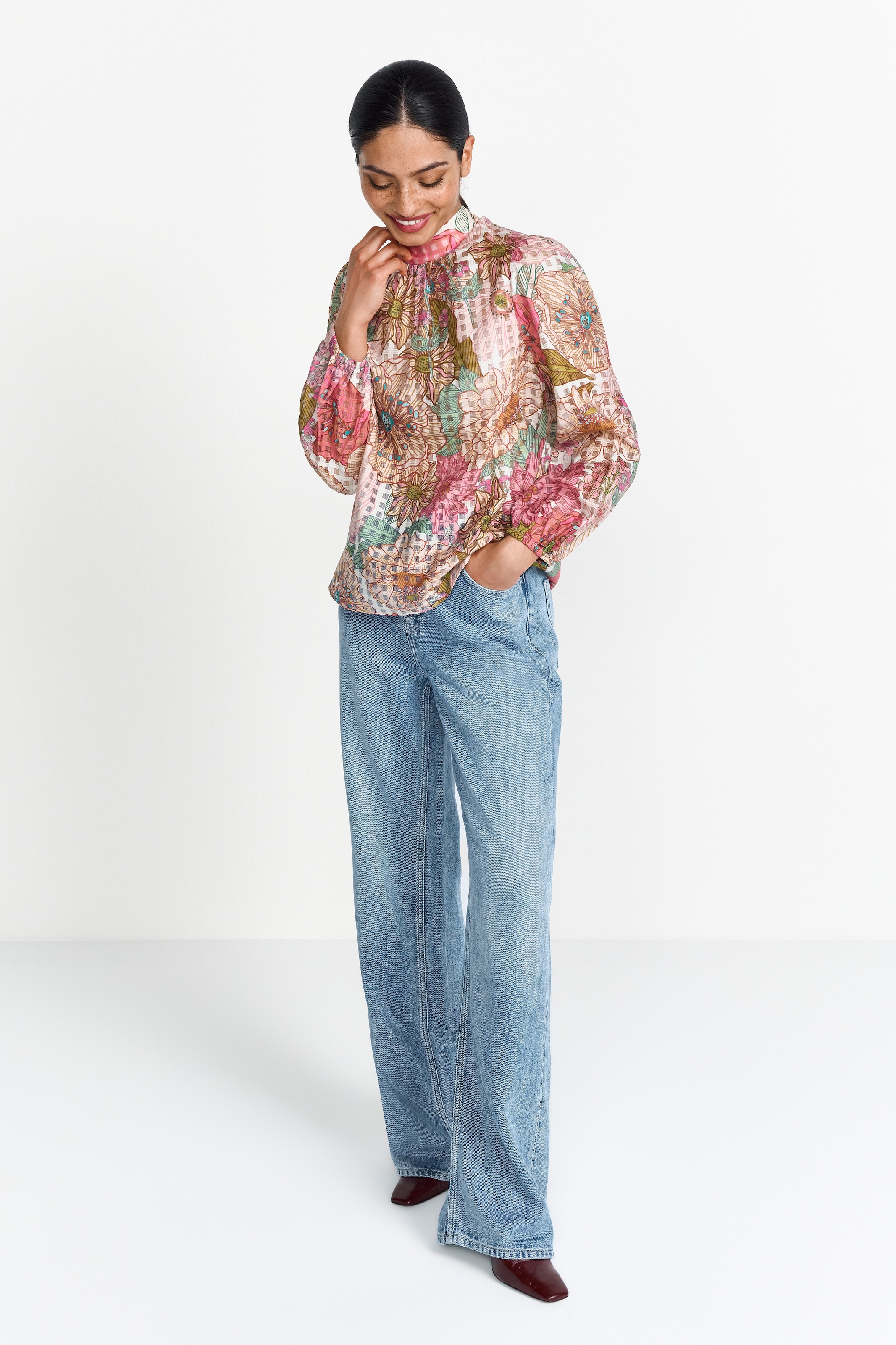 RICHROYAL Klassische Bluse, Mit Rundhalsausschnitt
