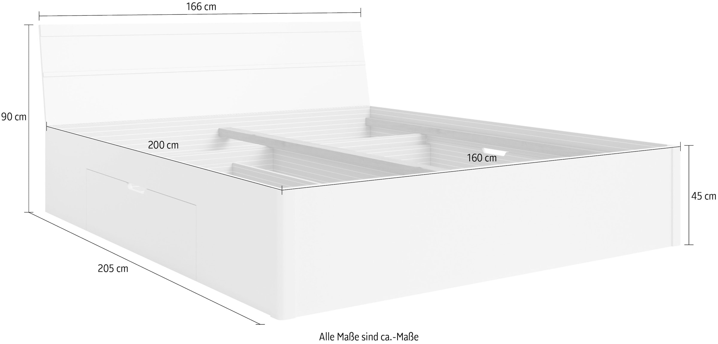 INOSIGN Stauraumbett »Beta, Breite 160 oder 180cm, moderne Bettanlage mit 2 Schubladen«, Bettgestell in zwei Größen inklusive 2 Bettschubladen