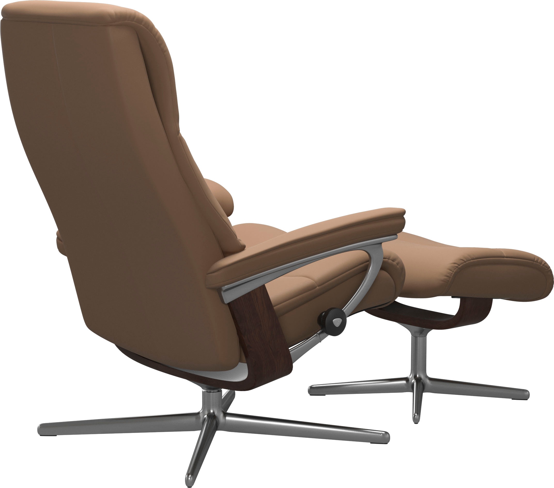 Stressless® Relaxsessel »View« Set, Relaxsessel mit Hocker,  mit Hocker, mit Cross Base, Größe S, M & L, Holzakzent Braun