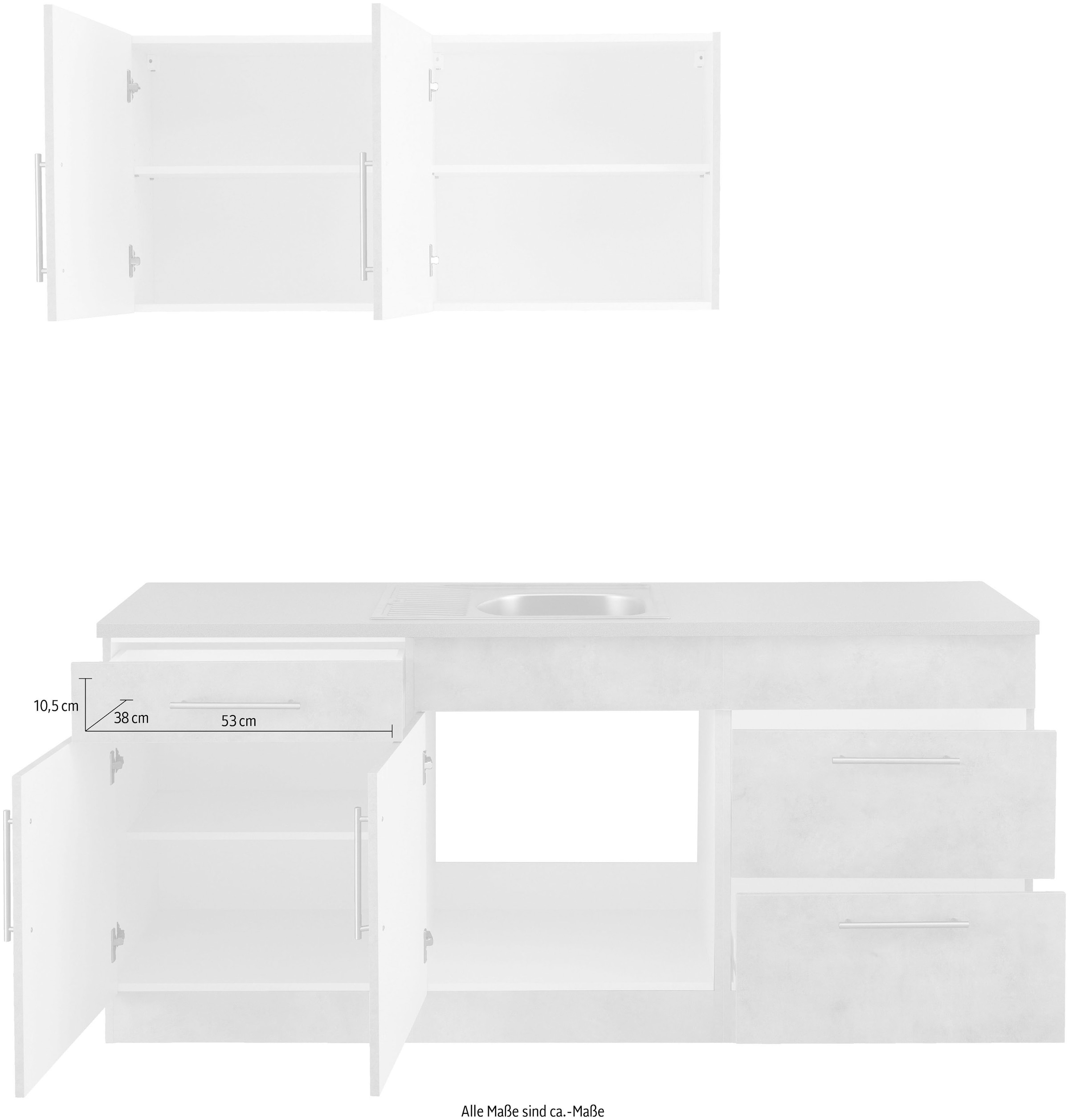 wiho Küchen Küche »Cali« wahlweise mit E-Geräten, Breite 180 cm