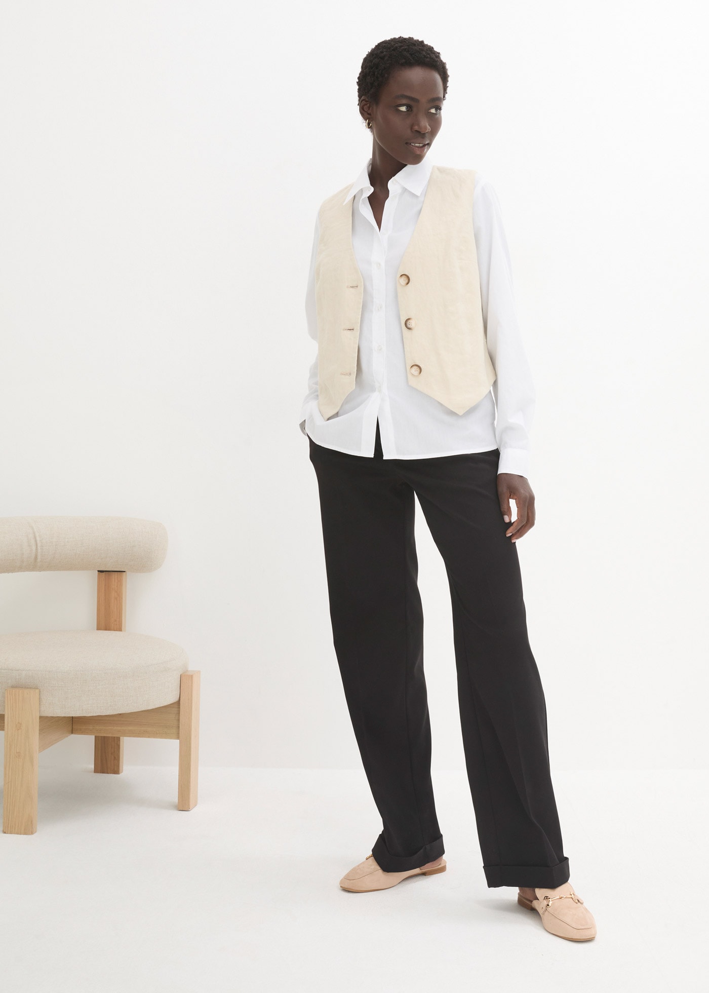 bonprix Langarmbluse »Bluse« lockere Passform, für eleganten Auftritt, aus Baumwollmischung