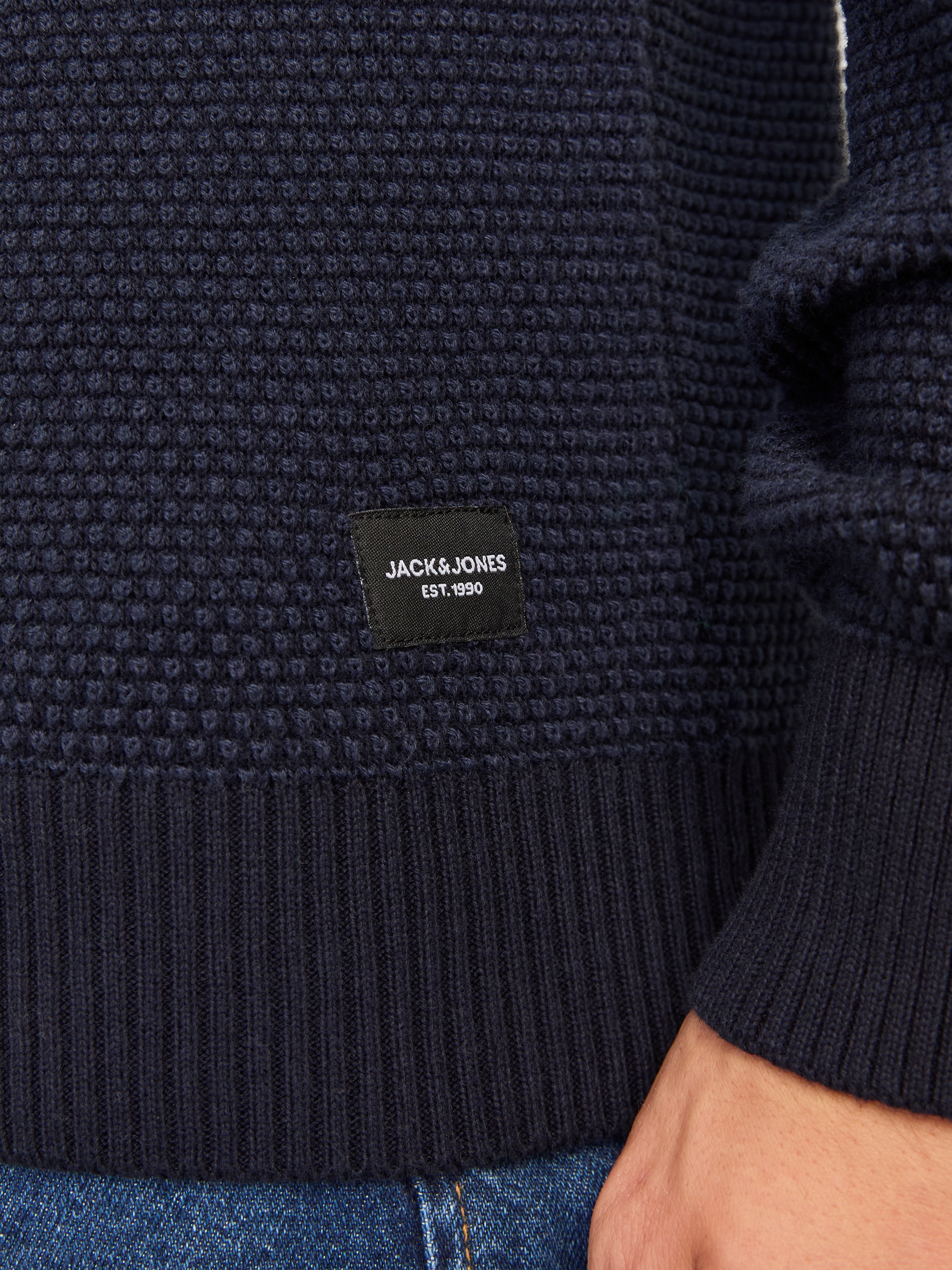 Jack & Jones Rundhalspullover »JJEGLOBE KNIT CREW NECK NOOS«, in Strick Optik