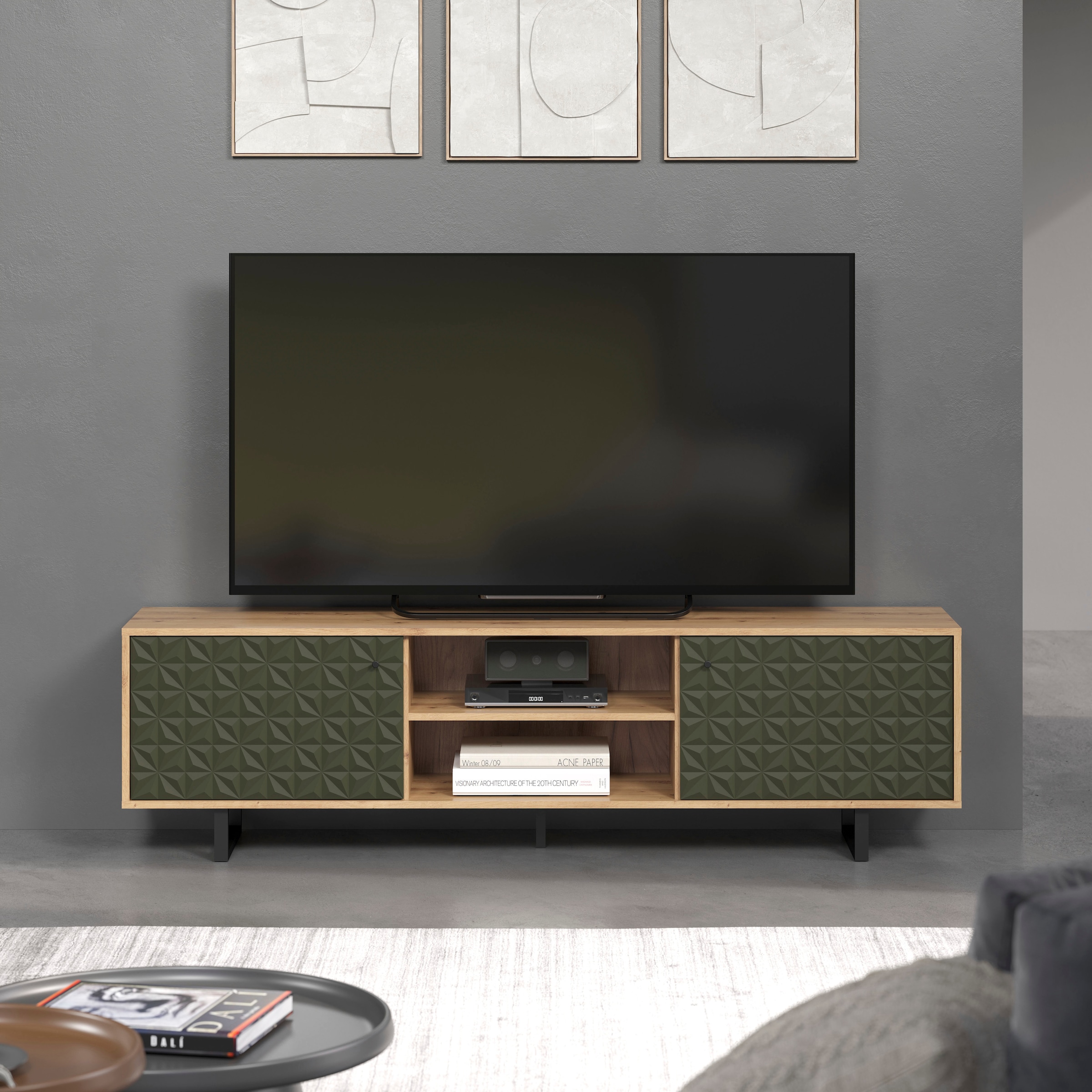 Home affaire TV-Board »Ferretti« TV-Tisch mit besonderer Fräsung - Füße und Griffe aus Metall