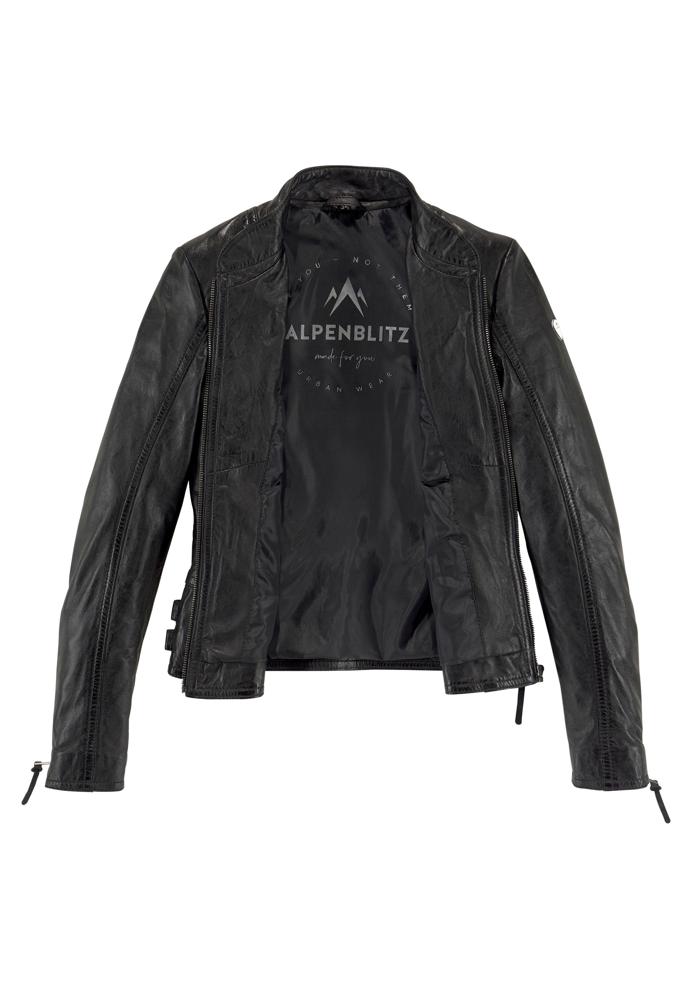 ALPENBLITZ Lederjacke »Athen«, im sportlichen Biker-Stil aus hochwertigem Lammnappaleder