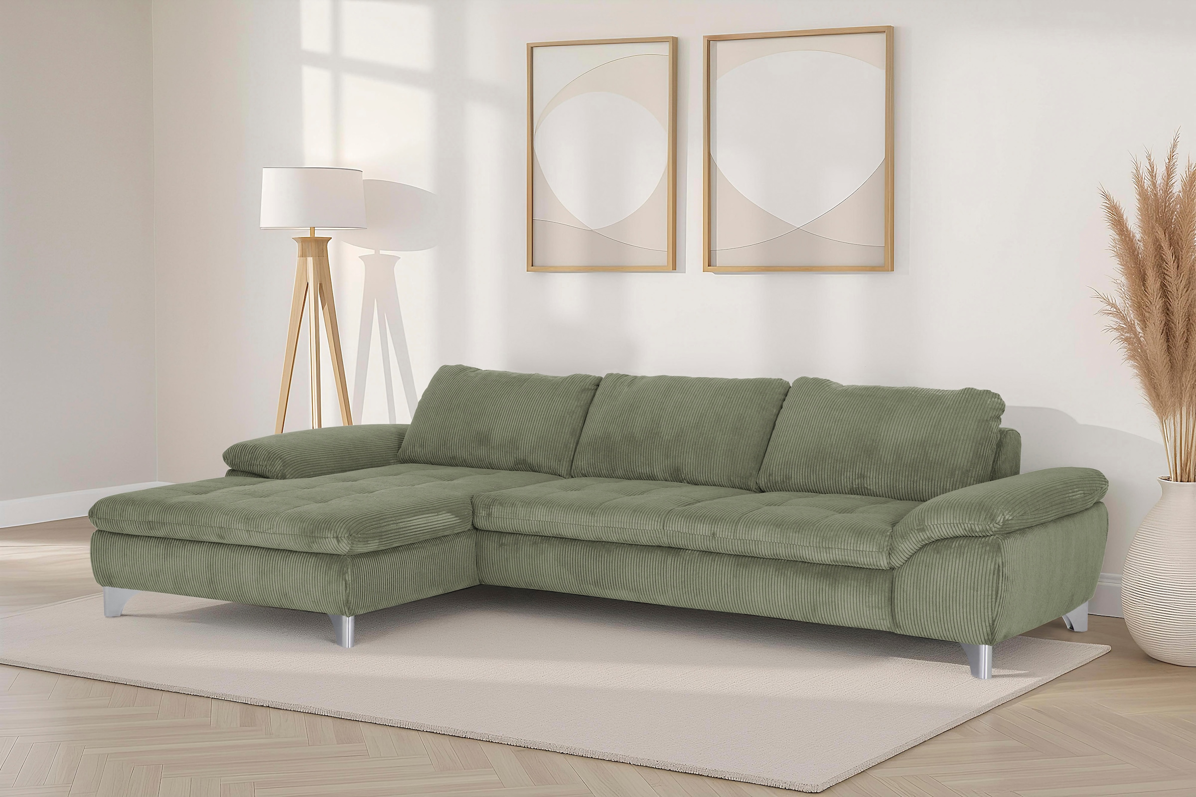 Die PlanBar Ecksofa »MP-IN14007, Breite 318 cm« wahlweise mit Bettfunktion und verstellbaren Kopfstützen