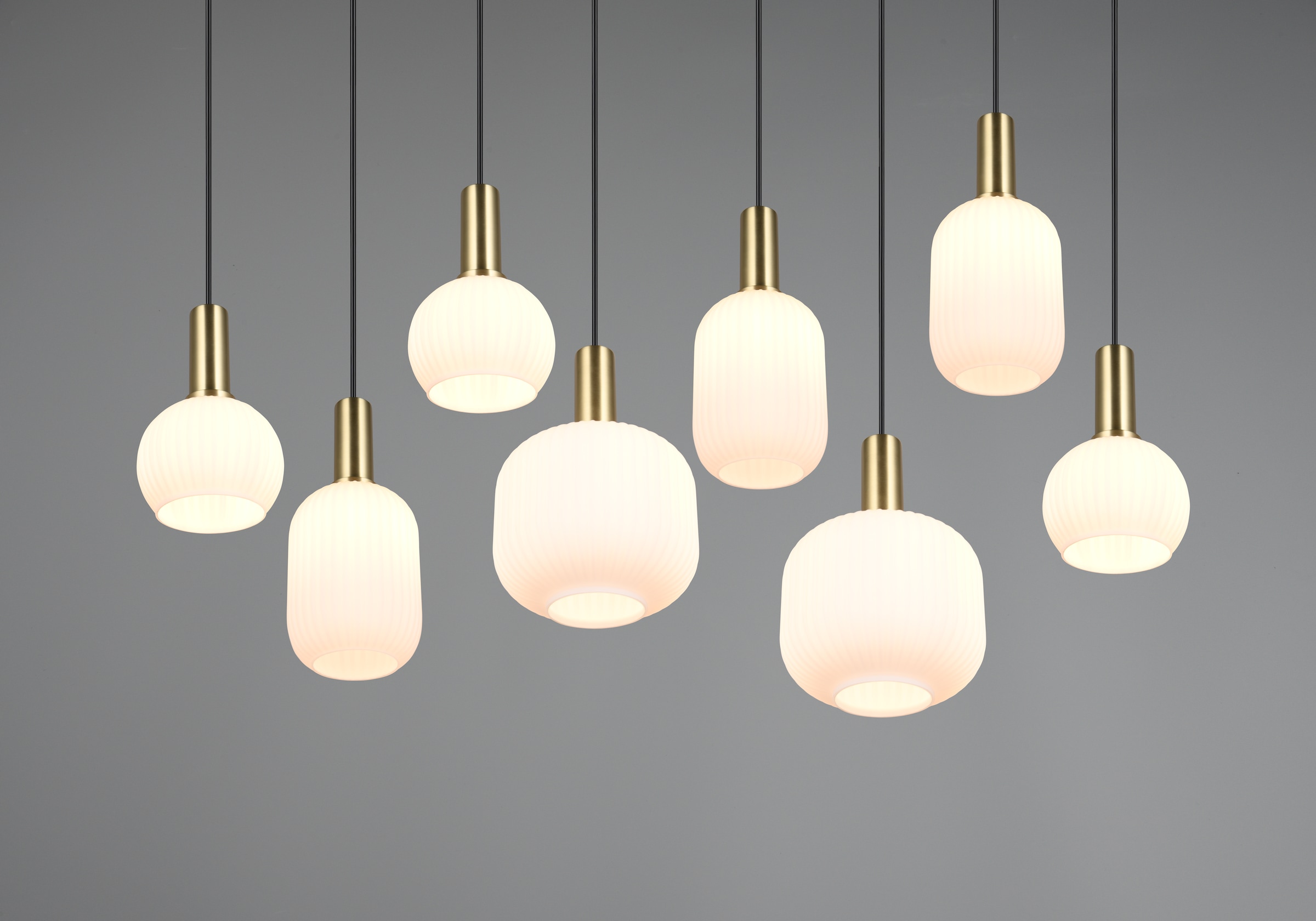 TRIO Leuchten Pendelleuchte »DIVA, E27 Hängelampe 8-flammig mit Glasschirm, exkl 8xE27 max 10W« E27 1 Stk. warmweiß - kaltweiß höhenverstellbar bis max 150cm Hängeleuchte 120x32 cm Wohnzimmer Küche