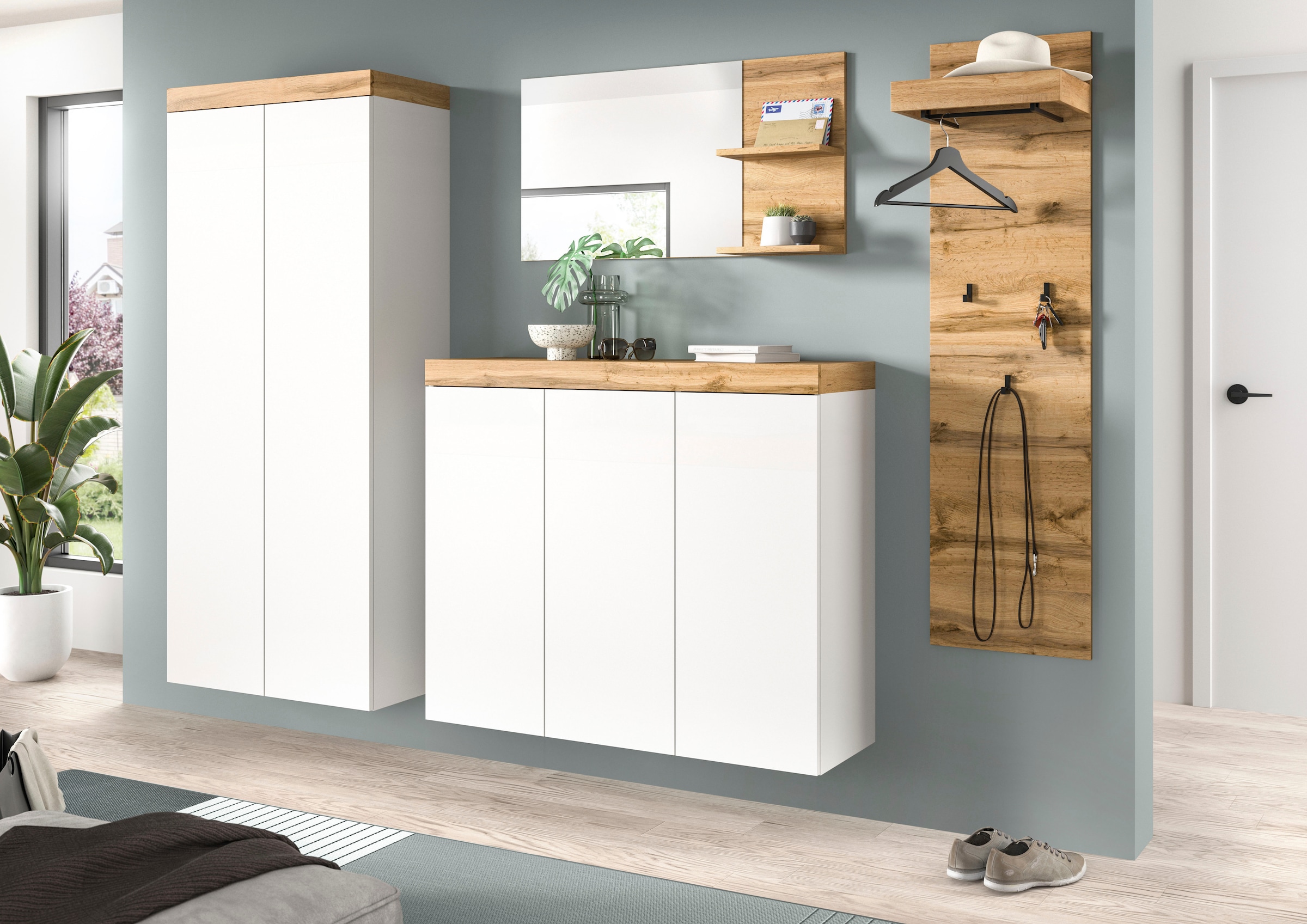 OTTO home Schuhschrank »MAMBO, TOPSELLER!, Breite 115cm, stehend & hängend, push-2-open« 2 farbige Ausführung, 1 Stk. tlg. Schuhschrank, Schuhkommode, Flur, Diele