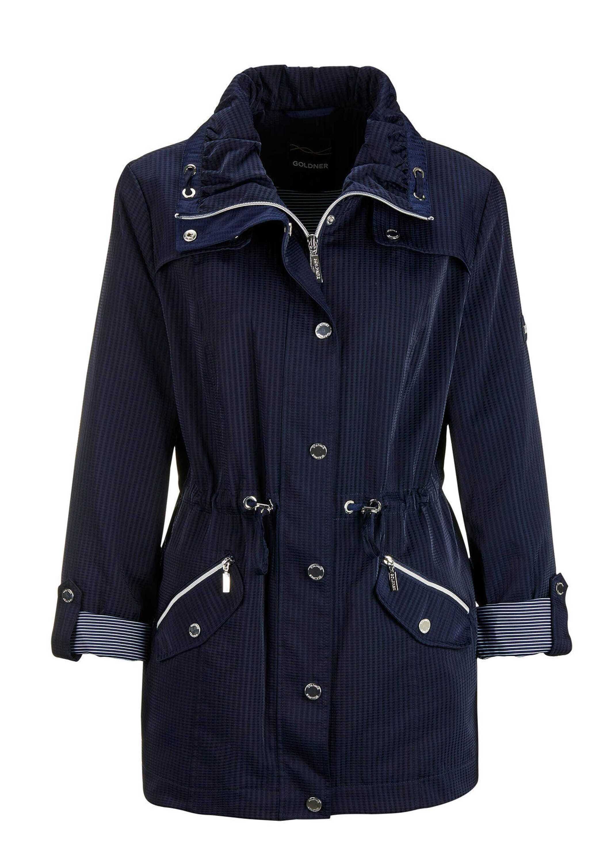 GOLDNER Blouson »Longjacke aus fein strukturierter Ware« modisches, gestreiftes Innenfutter