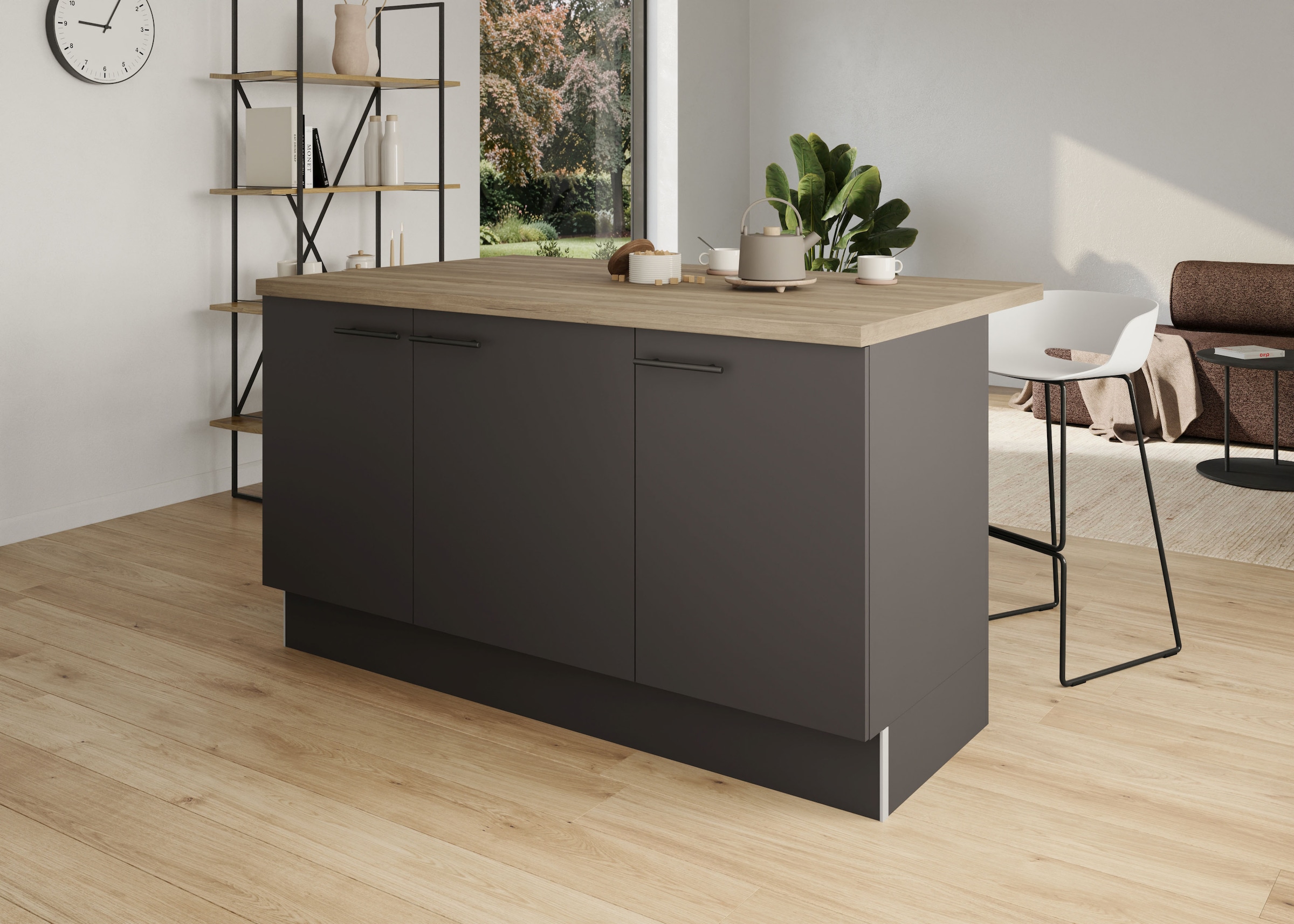 OPTIFIT Kücheninsel »Fiona« Breite 161 cm, Soft-Close, höhenverstellbare Füße, Metallgriffe
