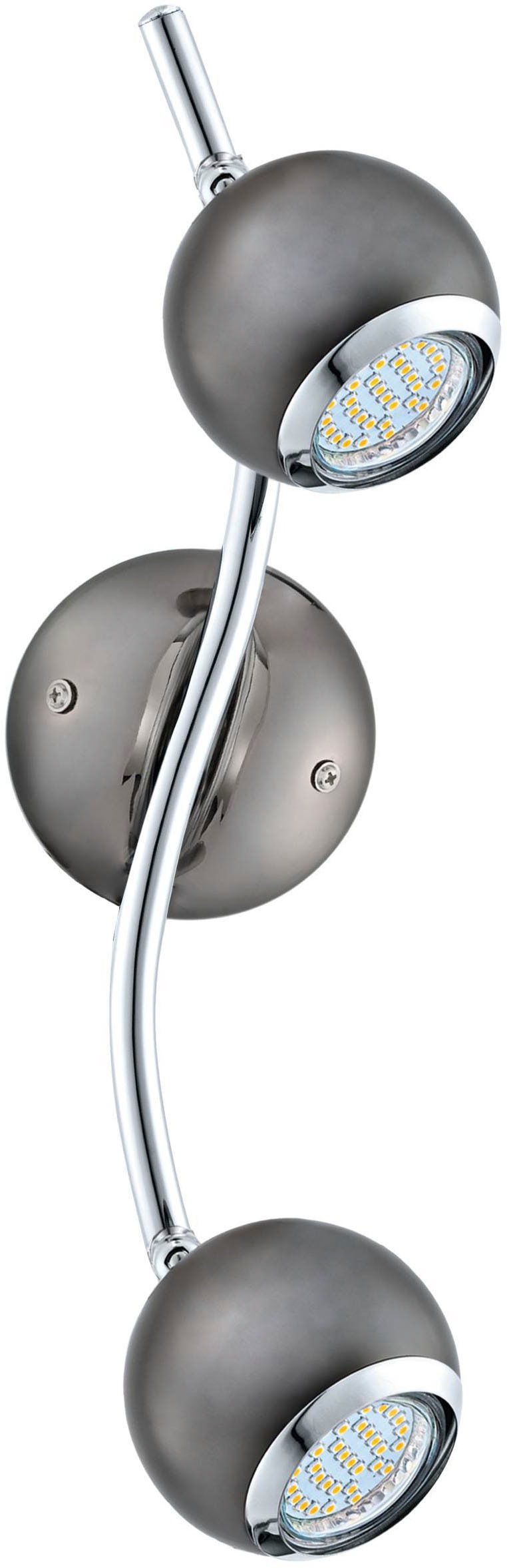 EGLO Deckenleuchte »Bimeda Deckenlampe, Flurlampe, Deckenstrahler aus Metall, GU10, Lampe« GU10 1 Stk. Warmweiß Spot - L36,5 x B10 cm - nickel-nero, chrom - 2X2,8W inkl.