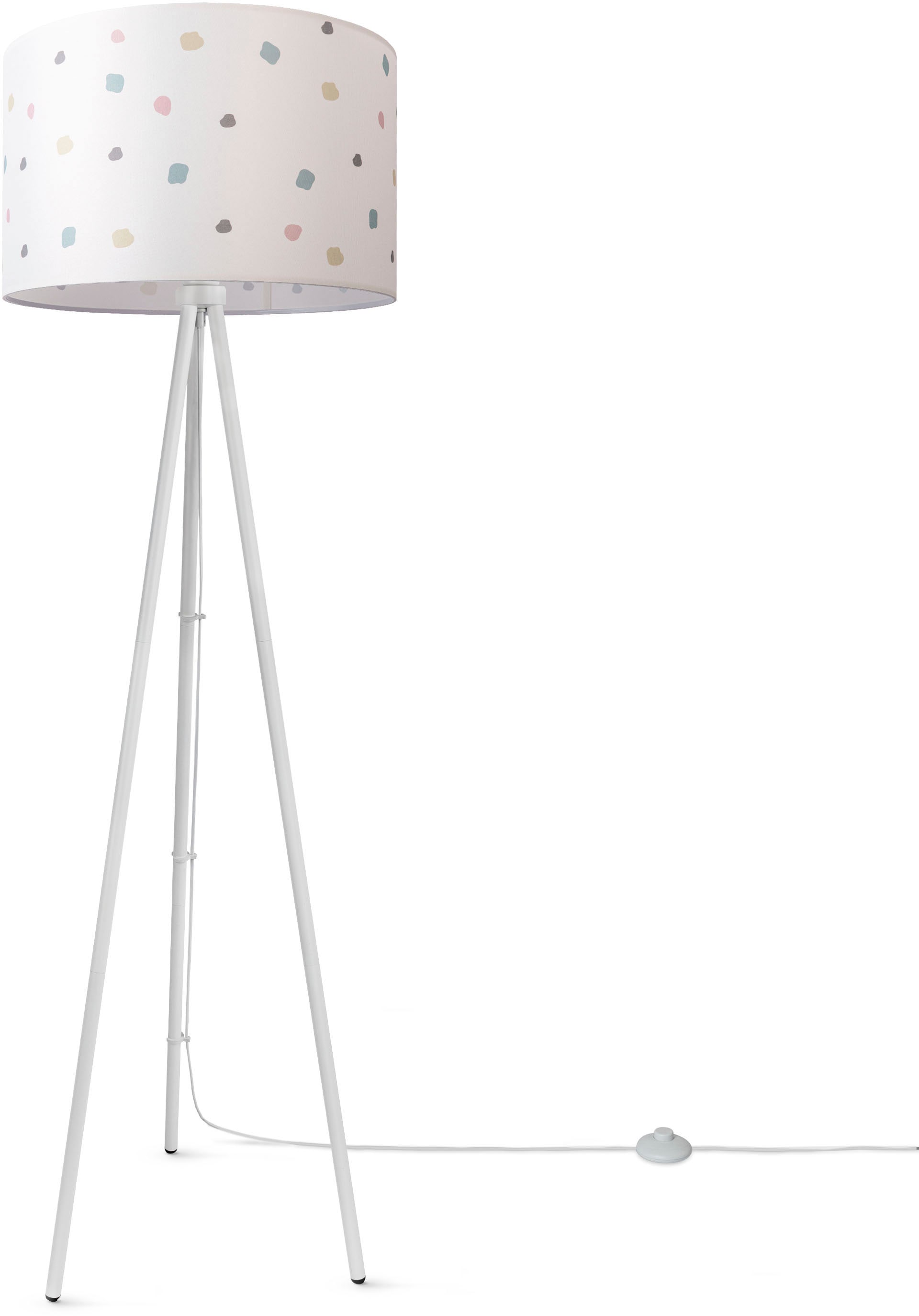 Stehlampe Home Dots«, 3 Rund online | Stoff Mit Lampenschirm XXL »Trina Standlampe mit Jahren Bunt Dreibein Stecker kaufen Garantie Punkte Paco