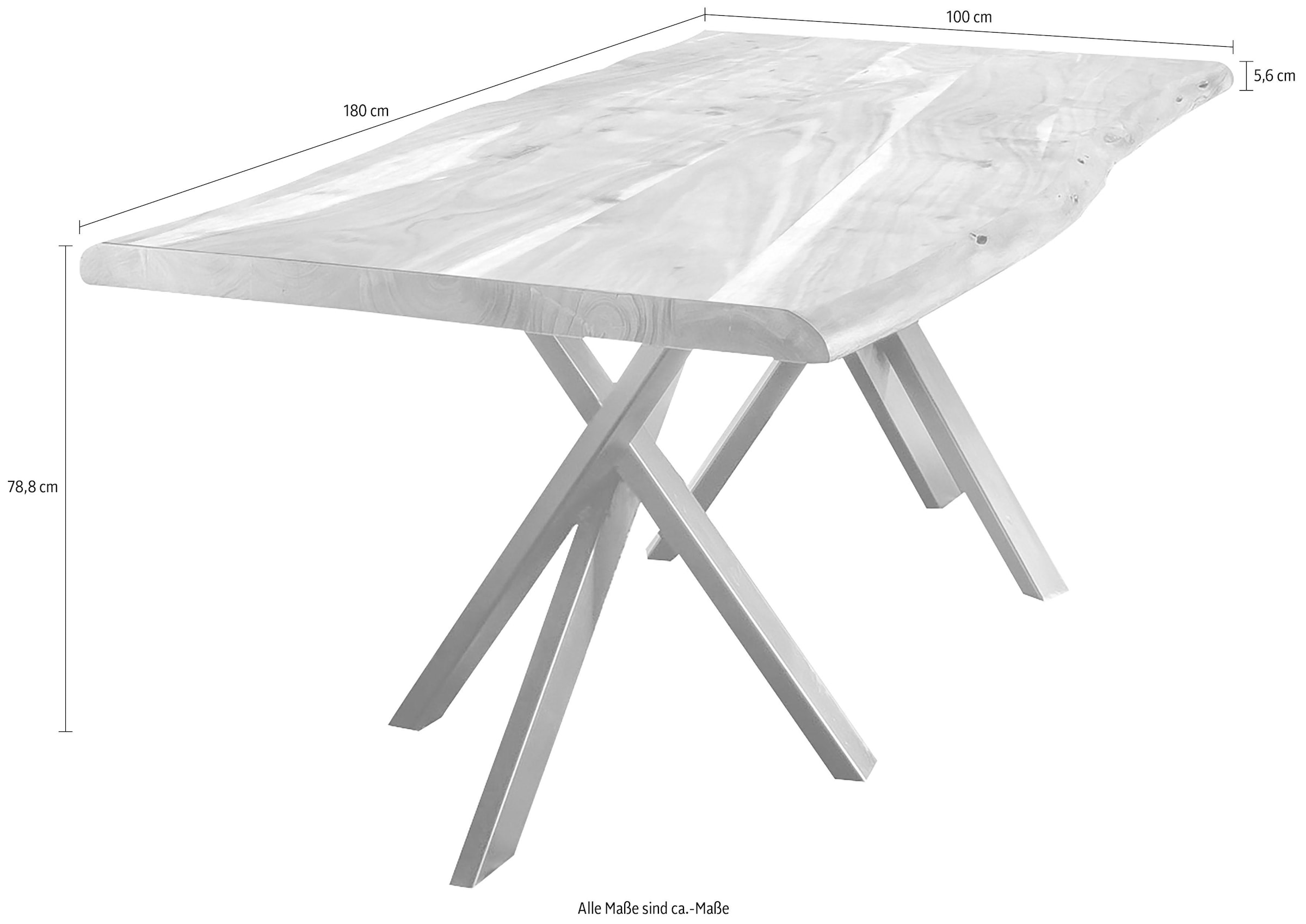 SIT Esstisch »Tables«, mit Baumkante und extravagantem Gestell aus Metall, Vintage