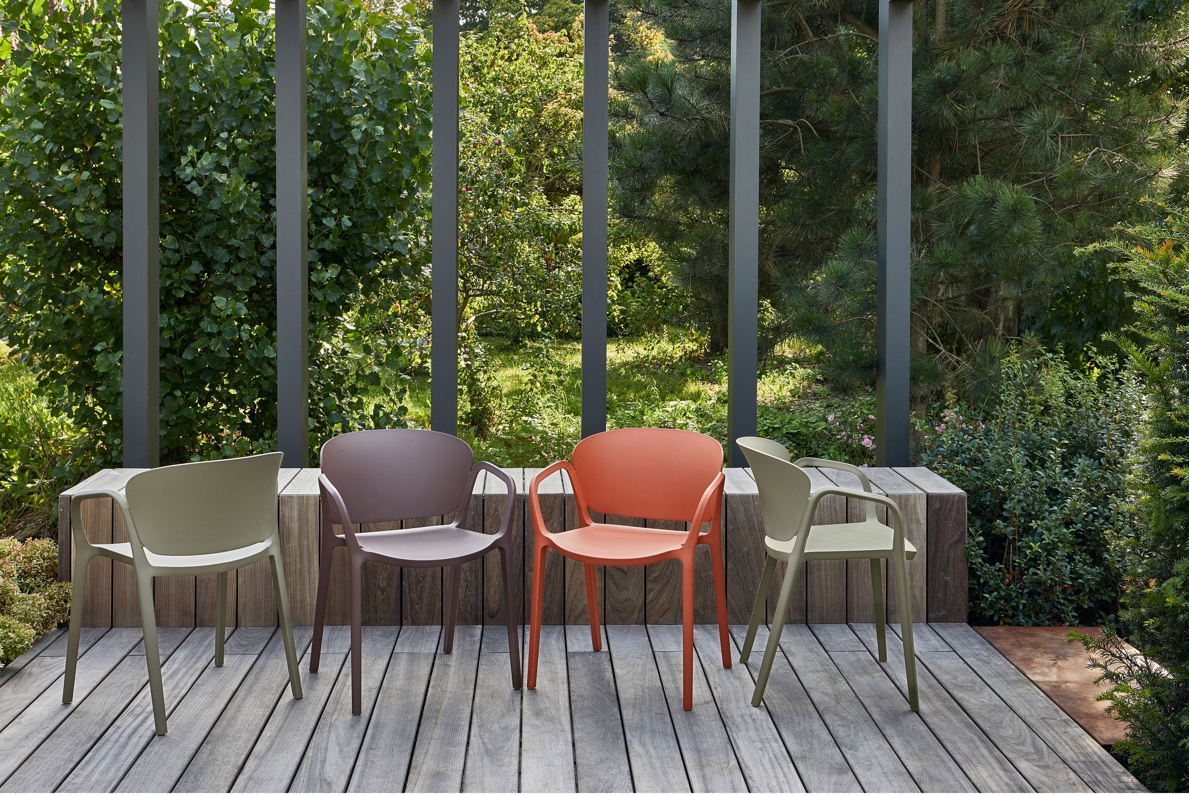 WOOOD Esszimmerstuhl »Bent Polypropylen stapelbar für In- und Outdoor, H 75 x B 57 x T 56 cm« () (Set, 2 St) Tragkraft 150 kg, fertig montiert, wasserabweisendes