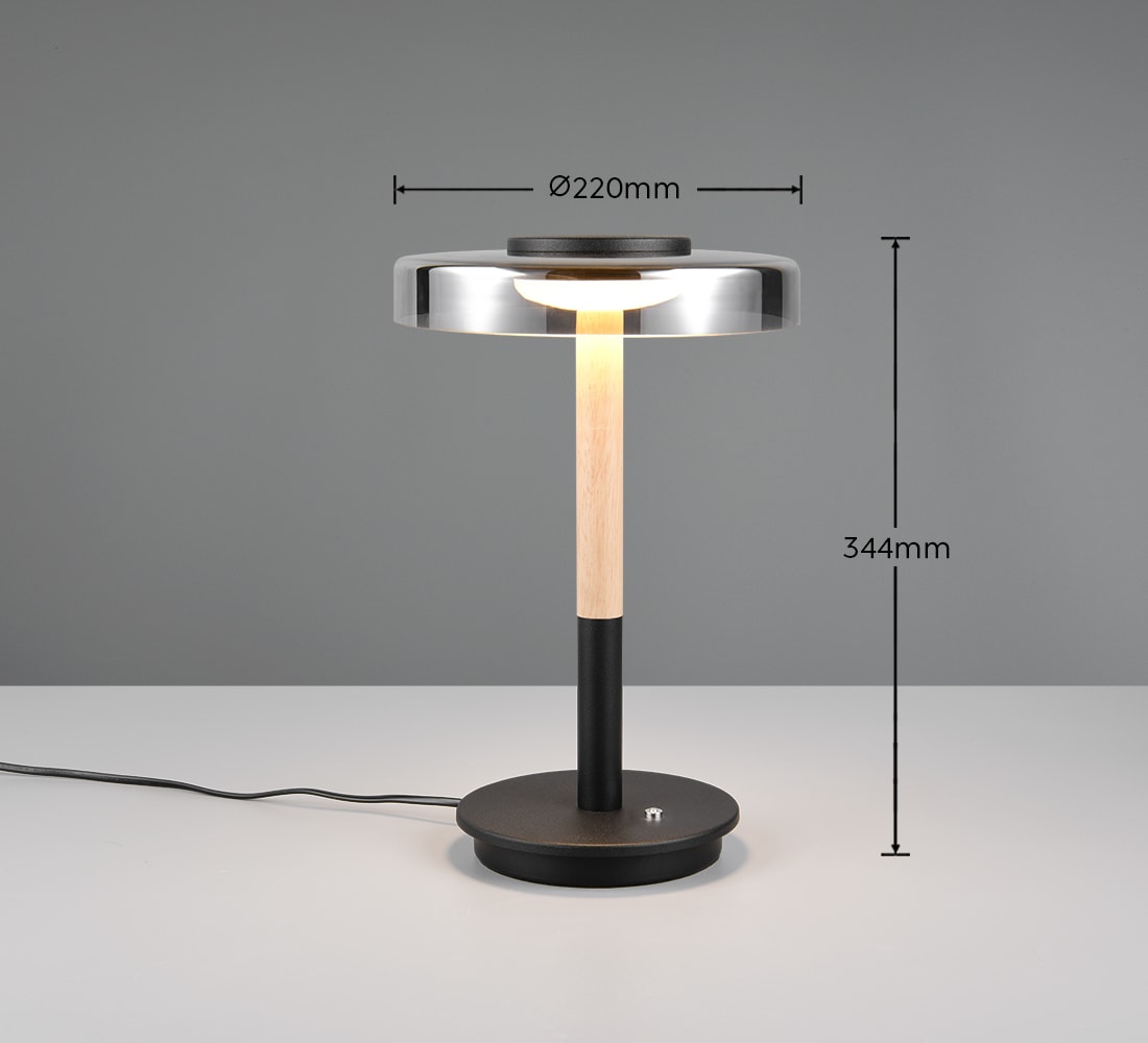 TRIO Leuchten LED Tischleuchte »CELESTE, LED Tischlampe mit 4-Stufen Touchdimmer 10W warmweiß 3000K« LED-Board 1 Stk. Warmweiß 1050 Lumen Höhe 35cm, Tischlampe mit Glasschirm Ø 22cm, Memoryfunktion