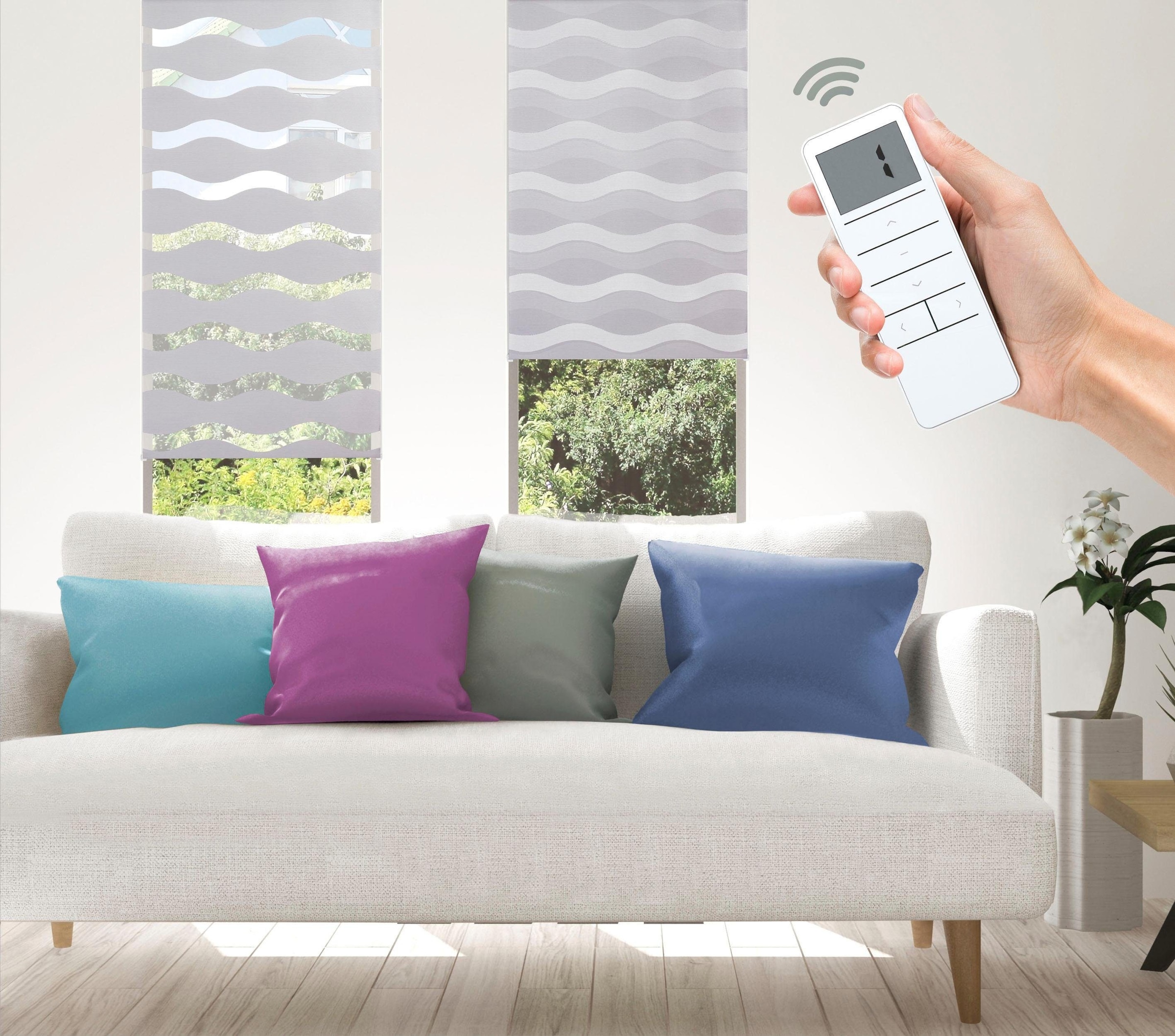 Elektrisches Rollo »Wave - SMART HOME«, Lichtschutz, ohne Bohren, mit Fernbedienung