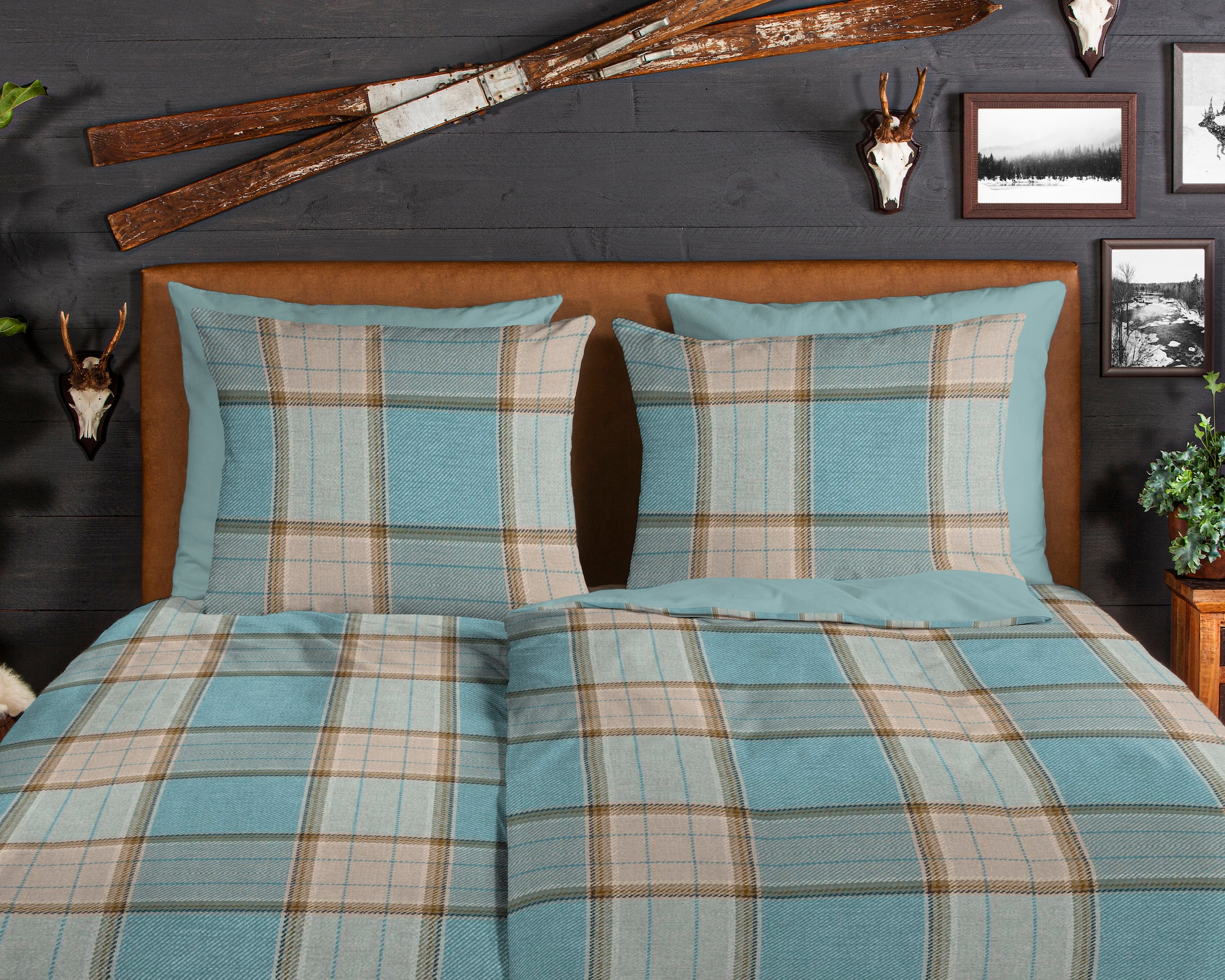 good morning Wendebettwäsche »Jaccos«, Biber, 135x200, Winter, Warm, Reißverschluss, Wendeoptik, Karo