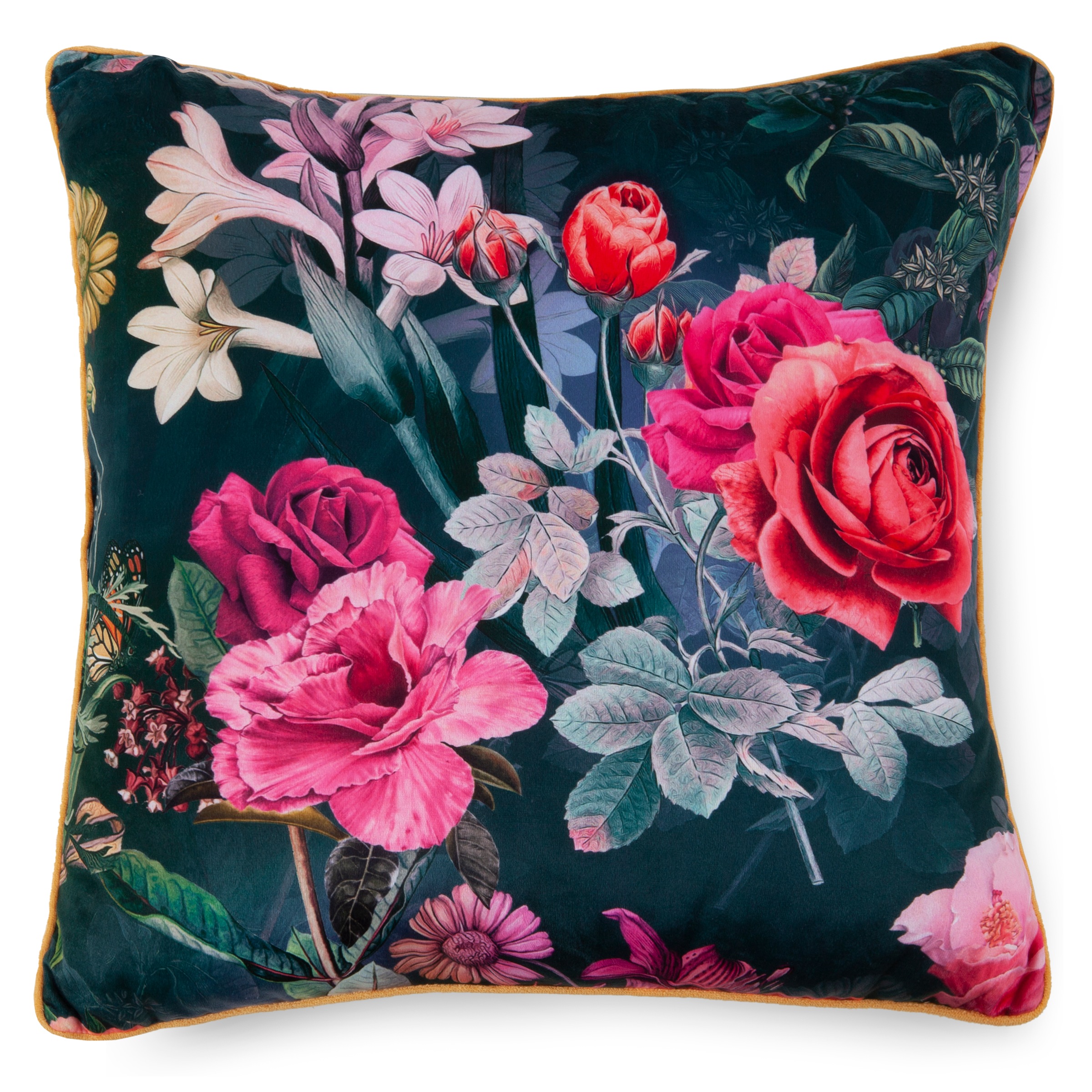 Descanso Dekokissen »Simone«, Mit Füllung, 1 Stück, Biese, 30x60, Wendeoptik, Weich, Blumen Bordeaux