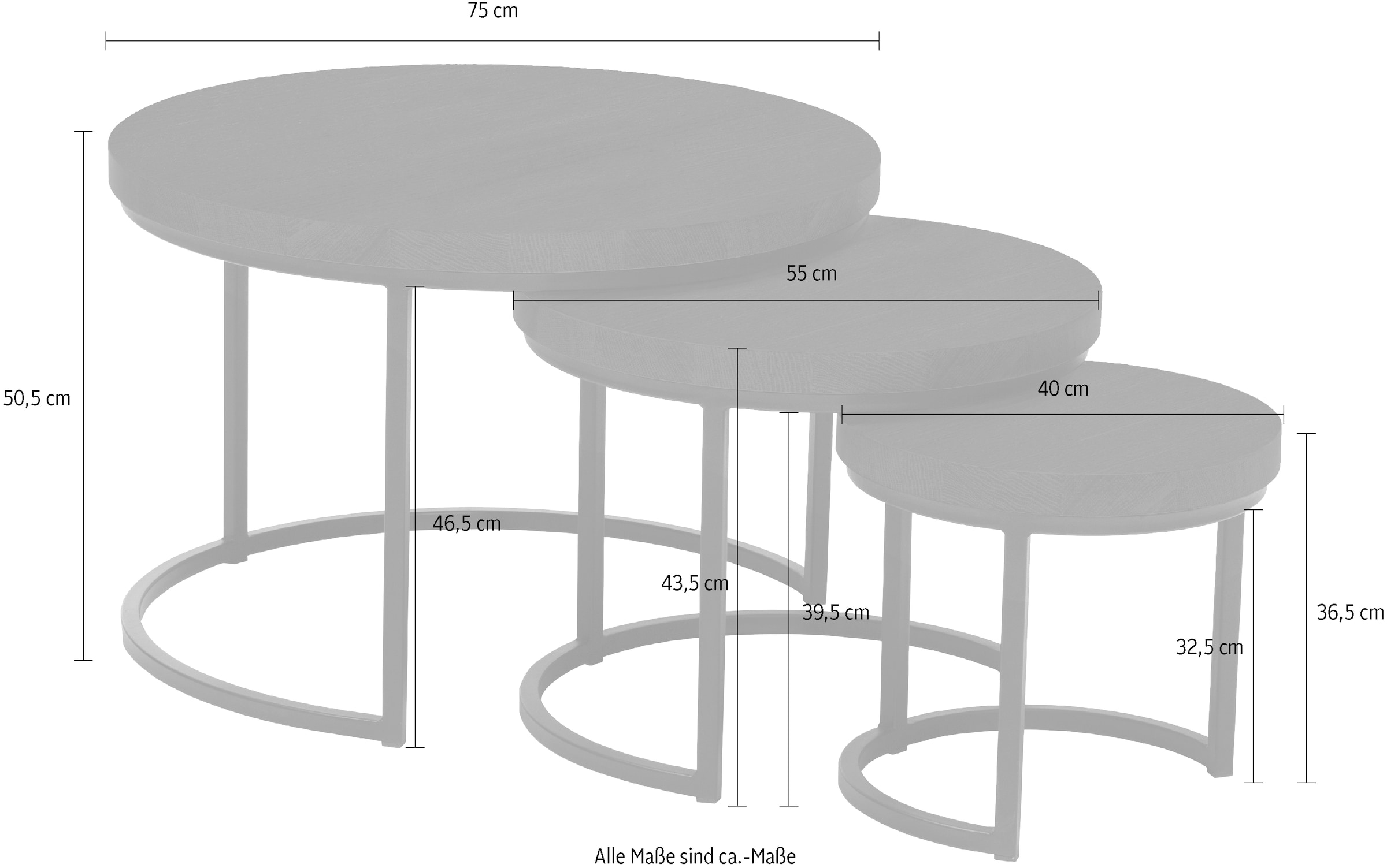 OMG Design Couchtisch »Hugo« 3 Stk. tlg. im 3er Set, variabel stellbar