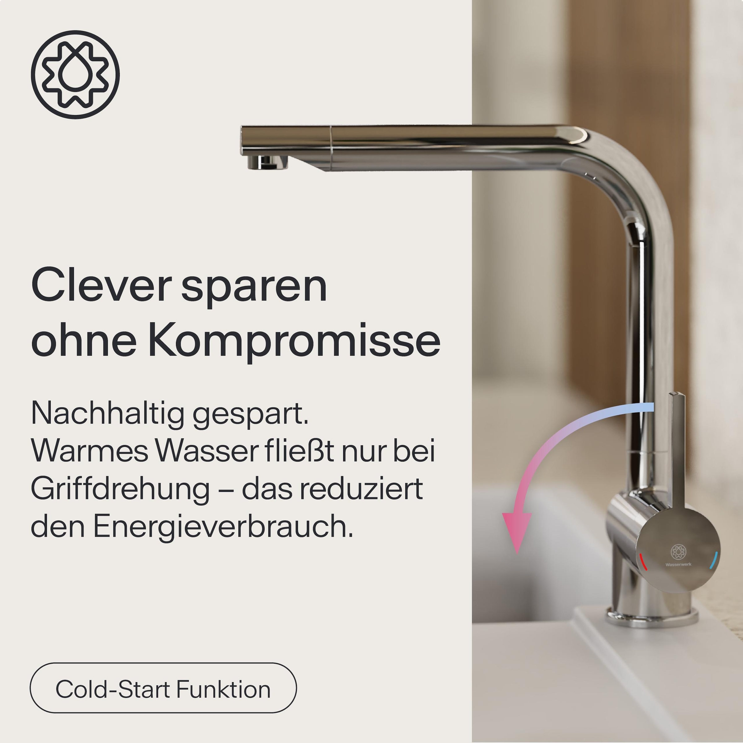 WASSERWERK Spültischarmatur »WK 4, Wasserhahn, Küche, Einhebelmischer« 360° schwenkbar, Cold-Start-Funkt., geräuscharm