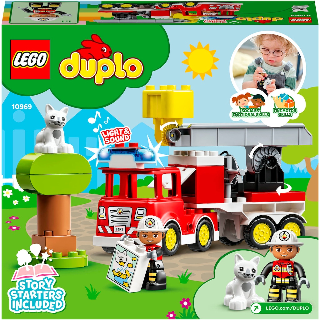 LEGO® Konstruktionsspielsteine »Feuerwehrauto (10969), LEGO® DUPLO«, (21 St.), mit Sirene und Licht; Made in Europe