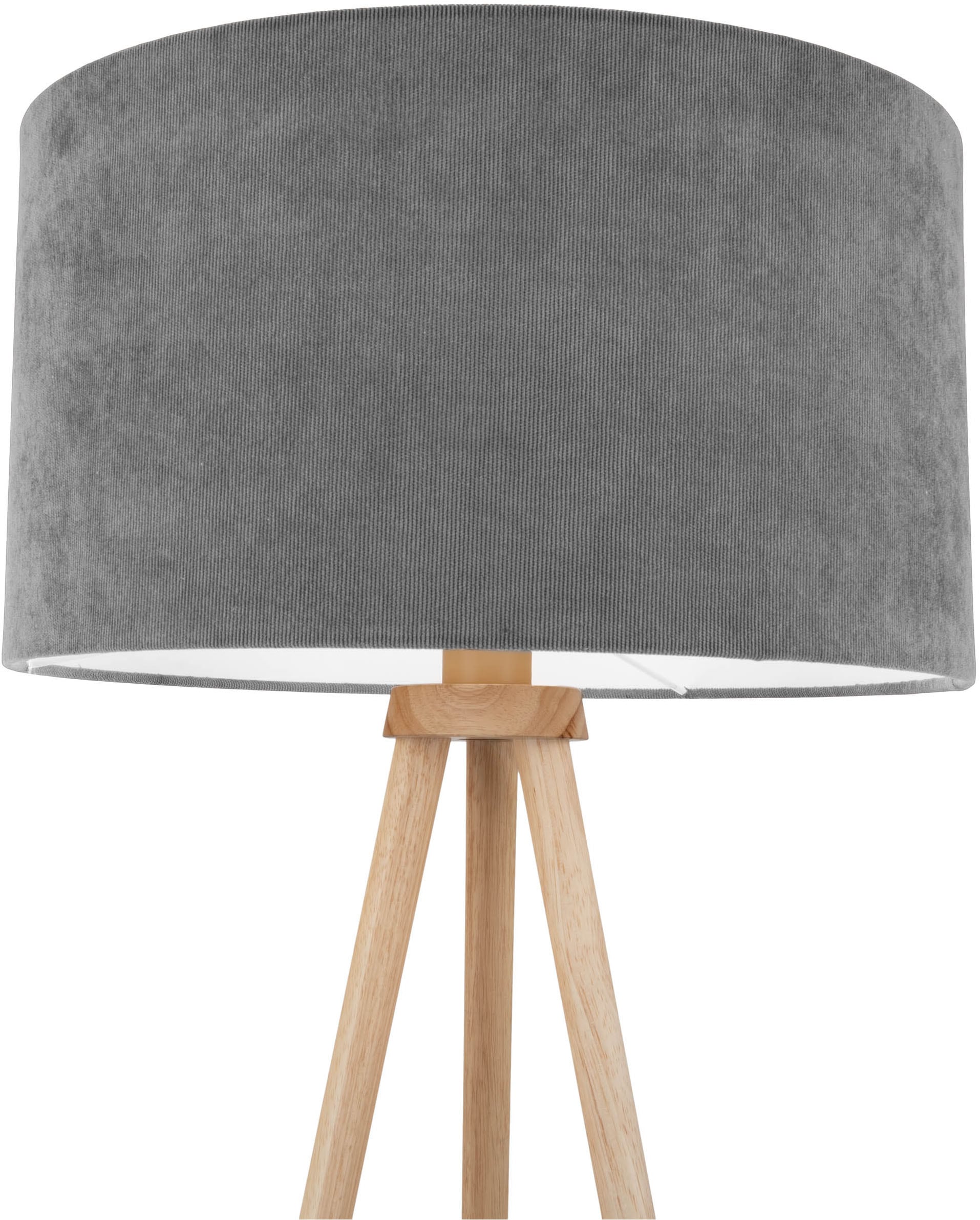 OTTO home Stehlampe »Torell - Dreibein Stehleuchte« E27 1 Stk. Textil, Dreibein Holz, E27, Kabel 300cm, Leinen o. Cord, Textilschirm