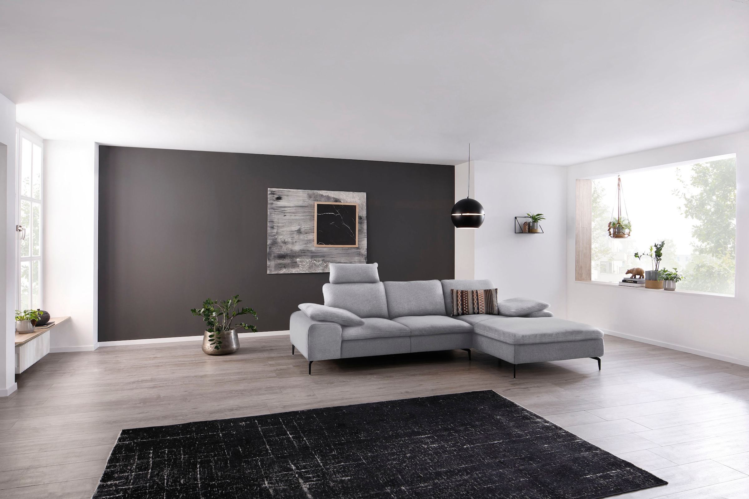 W.SCHILLIG Ecksofa »valentinoo, Designsofa, bequem, elegant und zeitlos, L-Form«, (Set), inklusive Hocker, mit Sitztiefenverstellung, Breite 299 cm