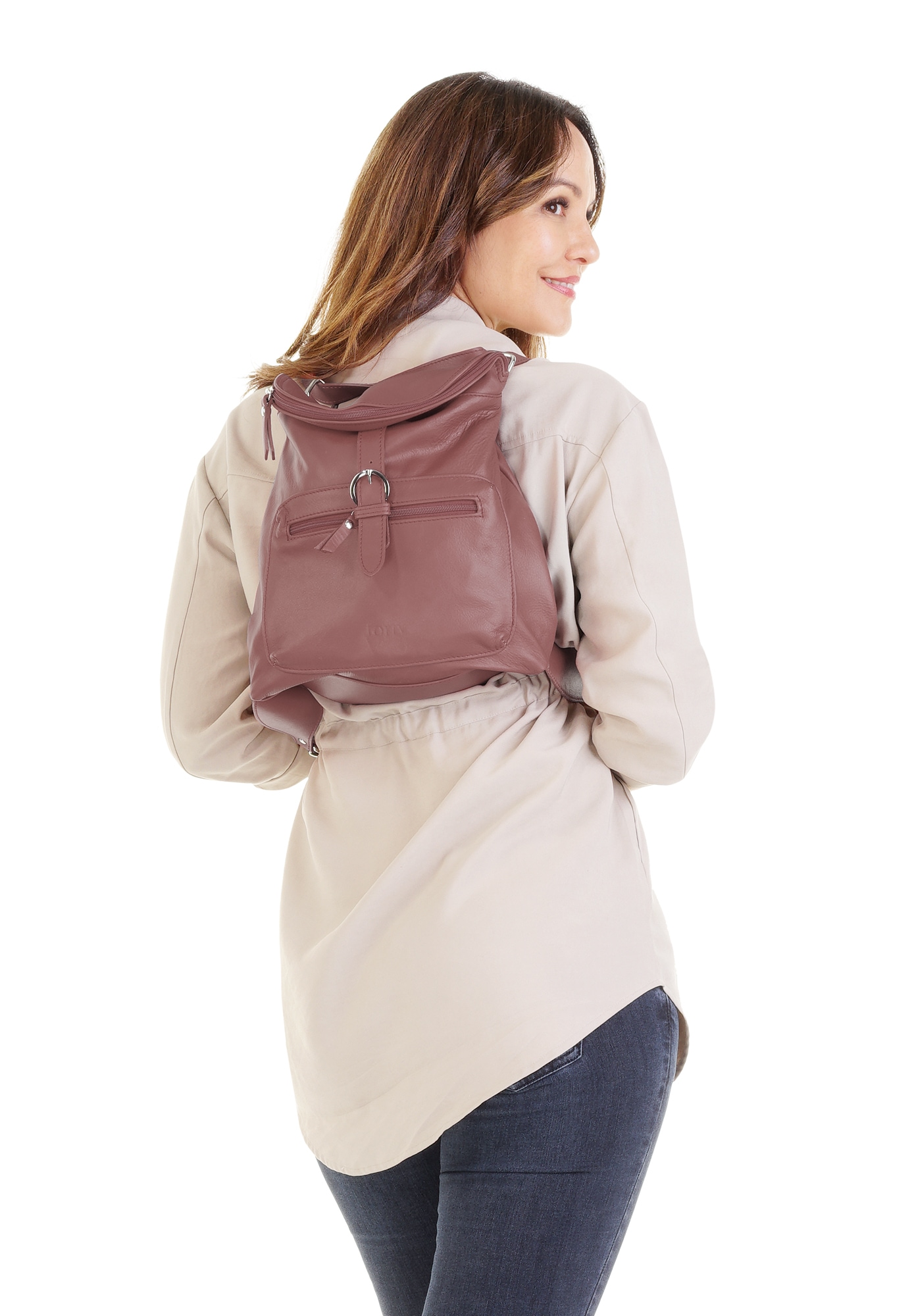 forty° Cityrucksack, echt Leder, Made in Italy