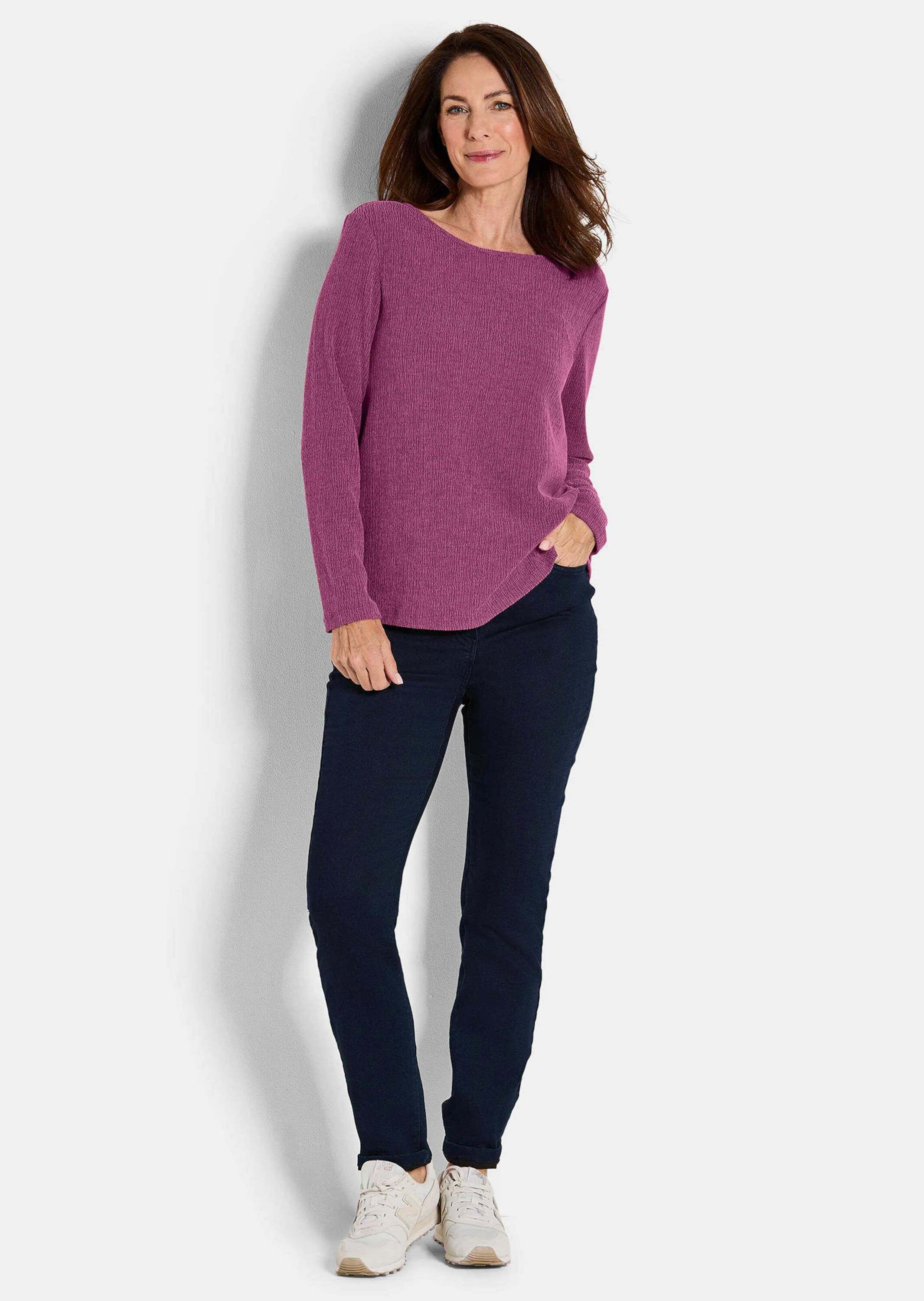 GOLDNER Langarmshirt »Langarm Melange Jersey-Oberteil« U-Boot-Ausschnitt