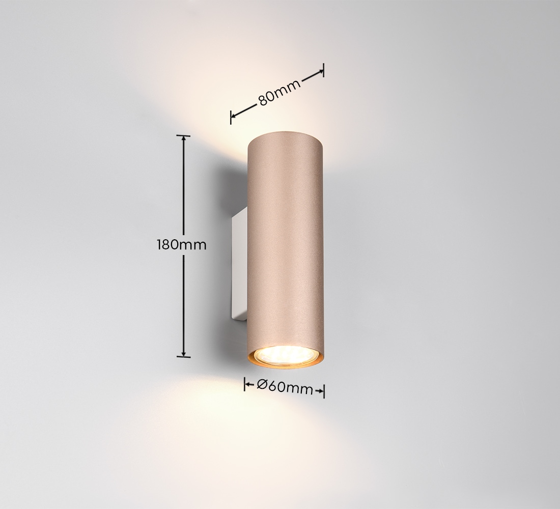 TRIO Leuchten Wandleuchte »MARLEY, 2-flammiger Wandstrahler mit up-and-down Licht, GU10 Wandspot« GU10 1 Stk. warmweiß - kaltweiß exkl 2xGU10 max 35W, Farbkombination coffee + warm grey, Höhe 18cm