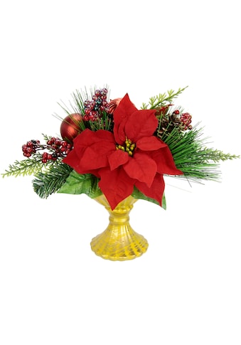 Winterliche Kunstpflanze »Gesteck, Poinsettia im Pokal, Weihnachtsstern, Weihnachtdeko,«