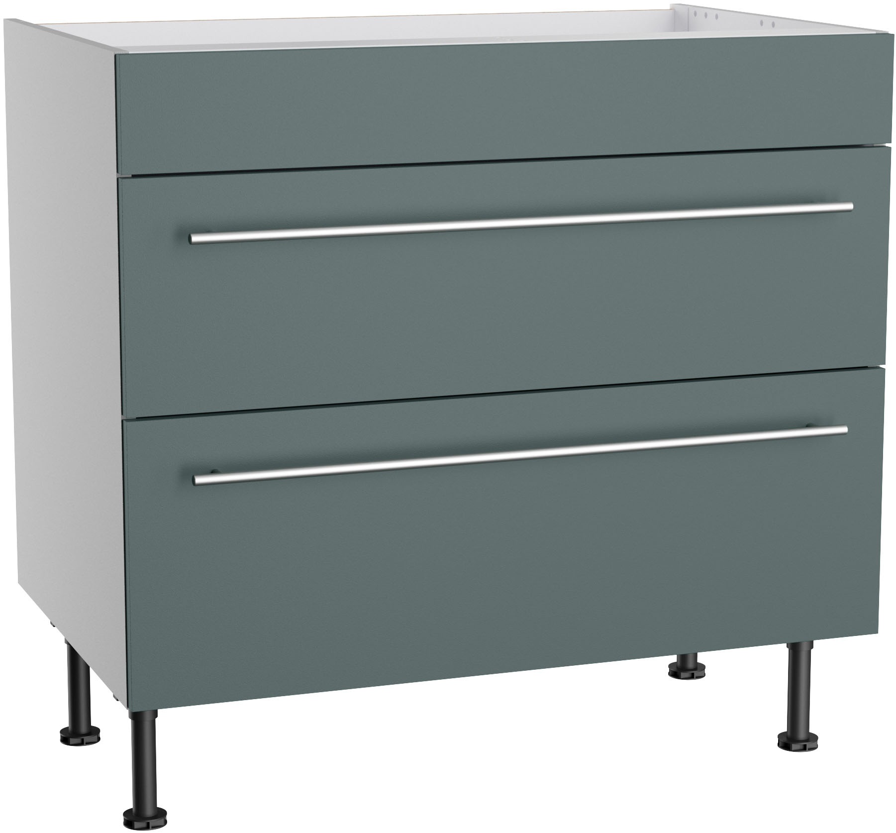 KOCHSTATION Kochfeldumbauschrank "KS-Bern2" Breite 90 cm, Kochfeldumbauschrank, 2 Auszügen, 1 feste Blende