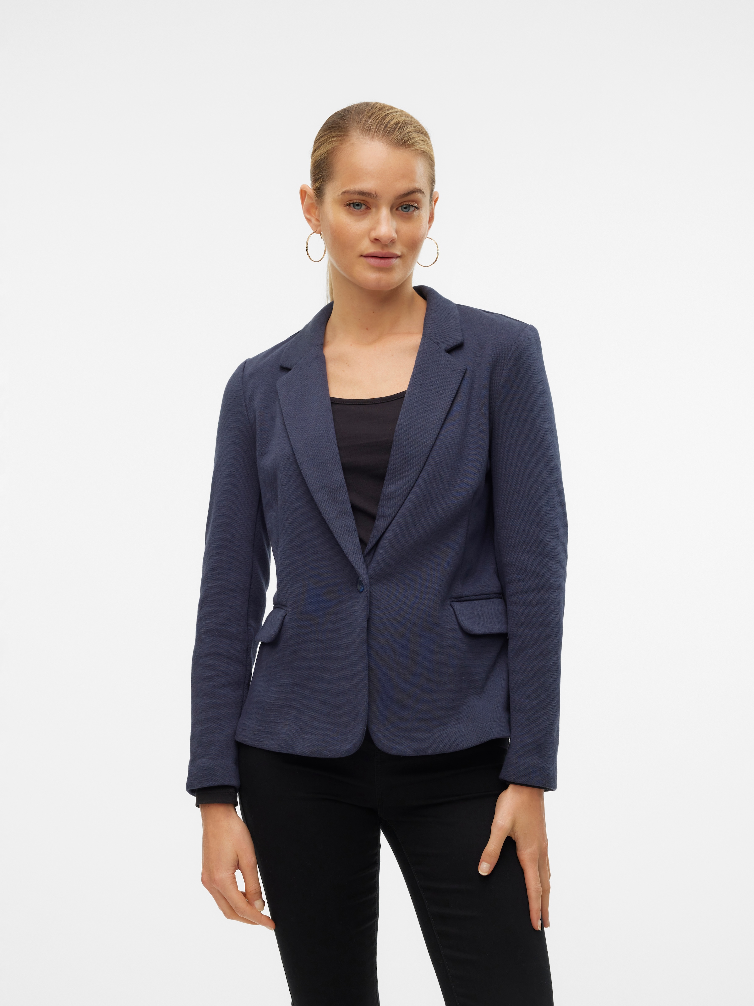 Vero Moda, Damen, Jerseyblazer »VMJULIA LS BLAZER«, total eclipse, 40, total eclipse, Femininer Blazer von VERO MODA