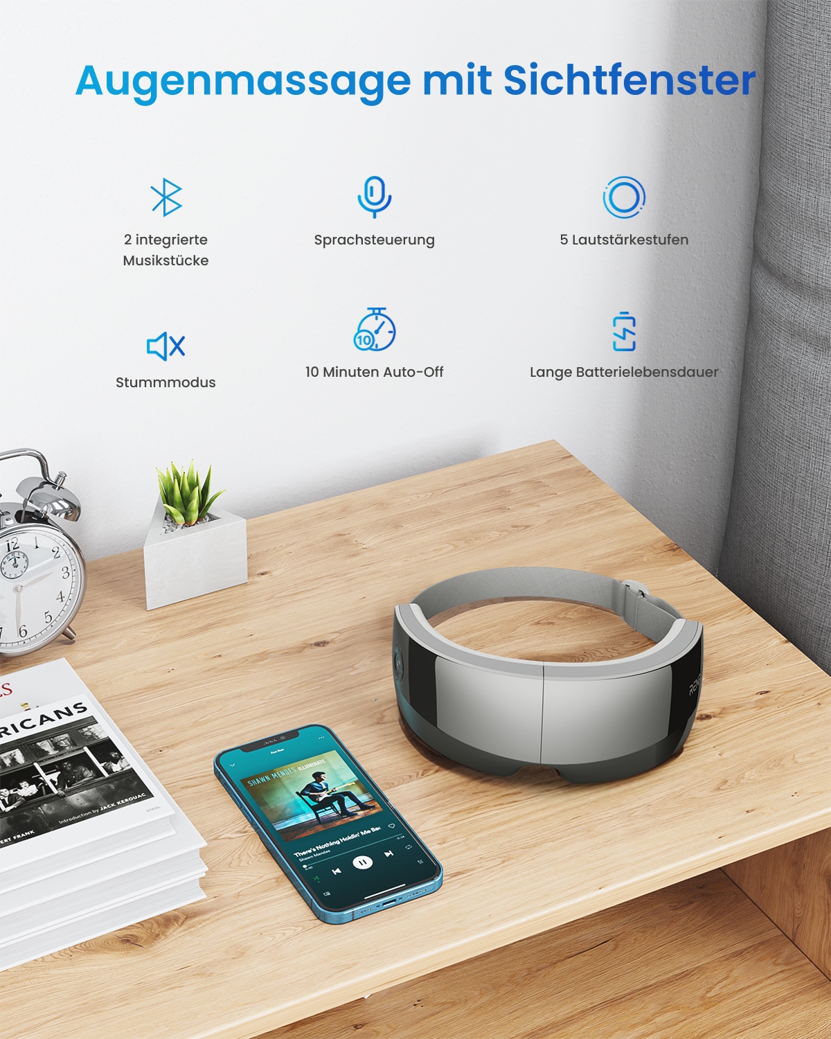 Renpho Gesichtsmassagegerät »Eyeris View« Luftdruck, Wärme, Vibration, Sichtfenster, 5 Modi, Bluetooth, Akku