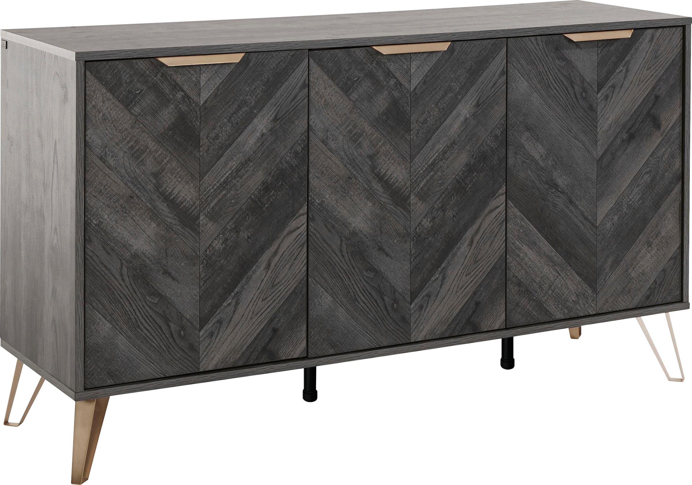 Leonique Sideboard »Nanterie«, aus einer edlen Holzoptik, exklusives Fischgrätenmuster, Breite 133 cm