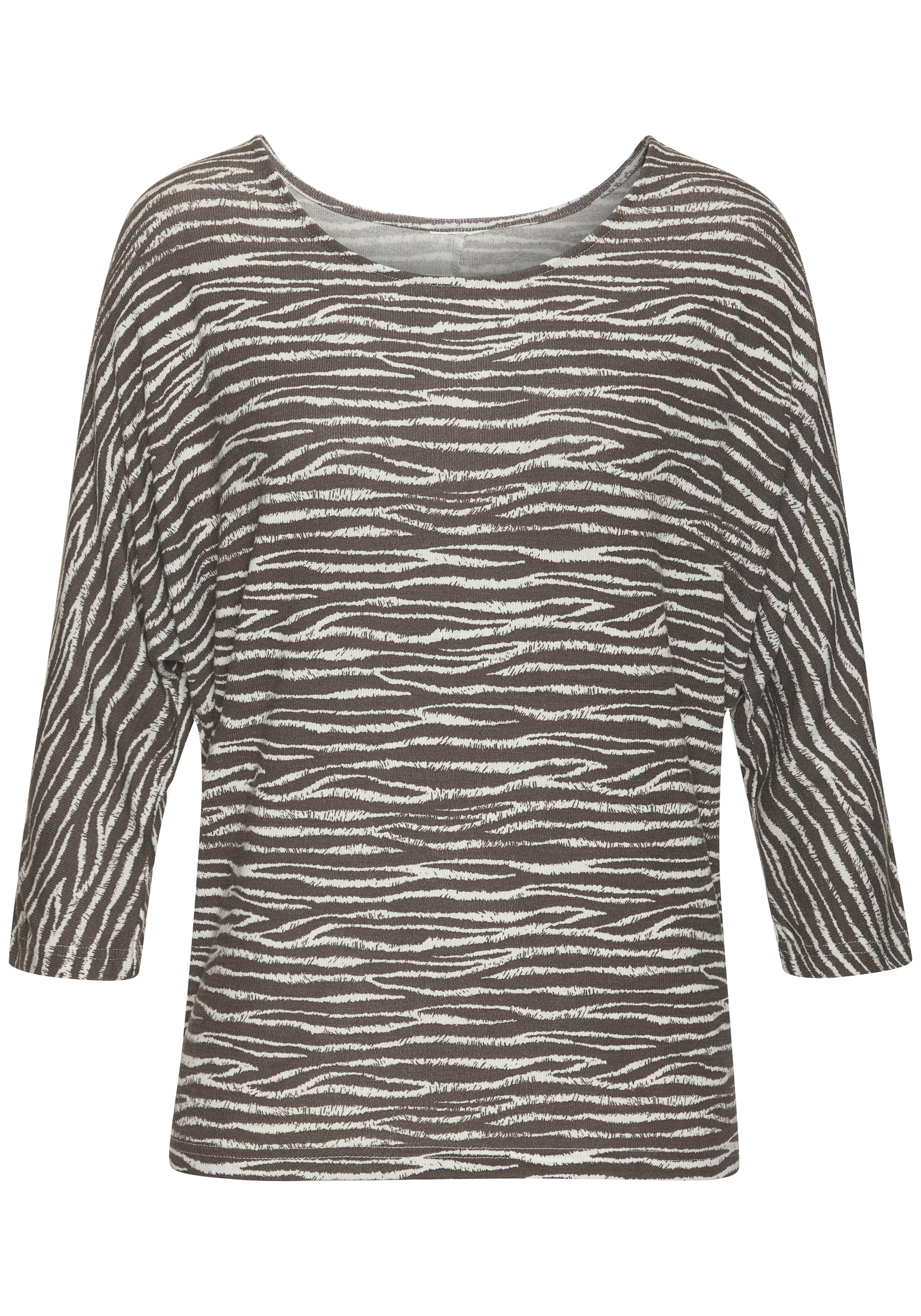 LASCANA 3/4-Arm-Shirt »mit modischem Zebra-Muster« aus weichem Viskose-Strick