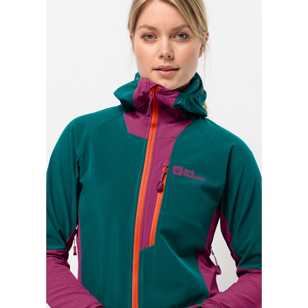 Jack Wolfskin Softshelljacke »ALPSPITZE HOODY W«, mit Kapuze