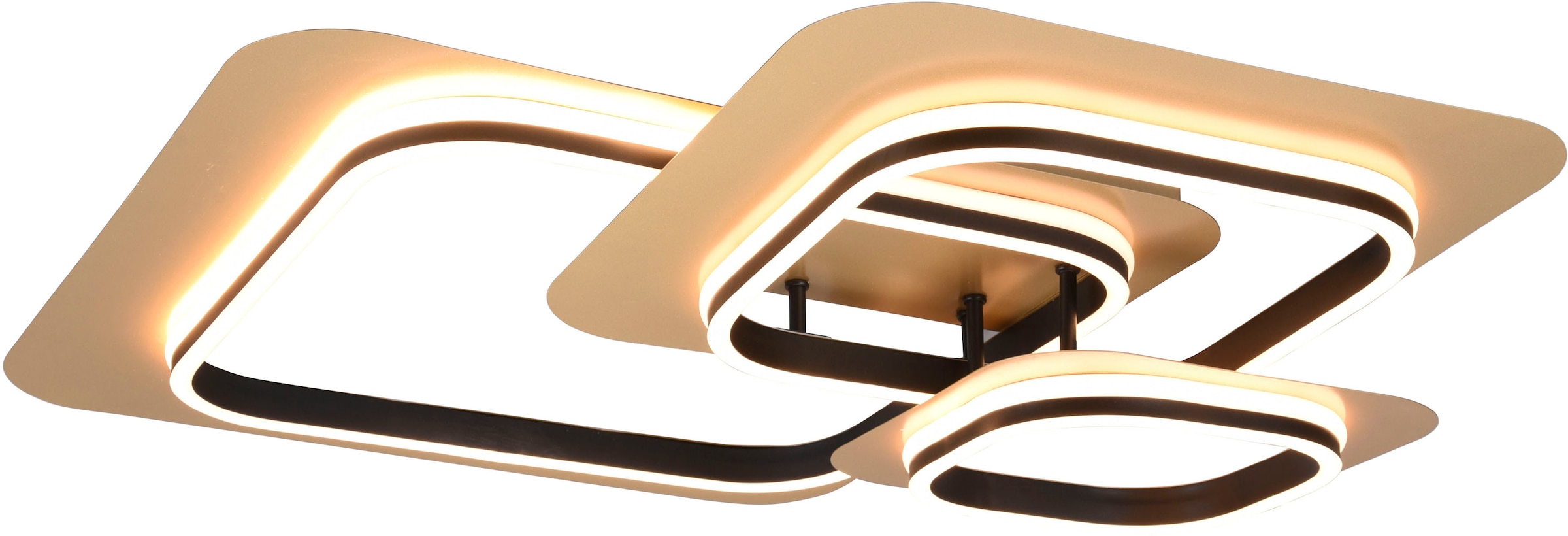 TRIO Leuchten LED Deckenleuchte »Lugo«, warmweiß Design 74x74 Jahren flammig-flammig, cm | schwarz-gold XXL Deckenleuchte Dimmstufen 3 3 1 online kaufen mit 3000K Garantie