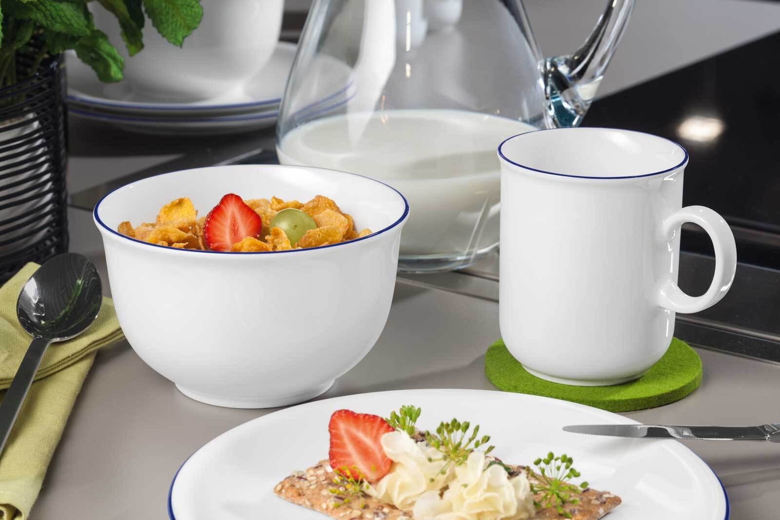 Seltmann Weiden Becher »Henkelbecher Compact Blaurand 250 ml 6er Set weiß-blau«