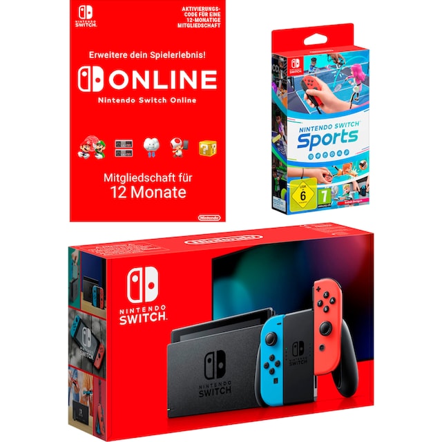 Nintendo Switch Spielekonsole, inkl. Switch Sports + Nintendo Switch Online  12 Monate bei