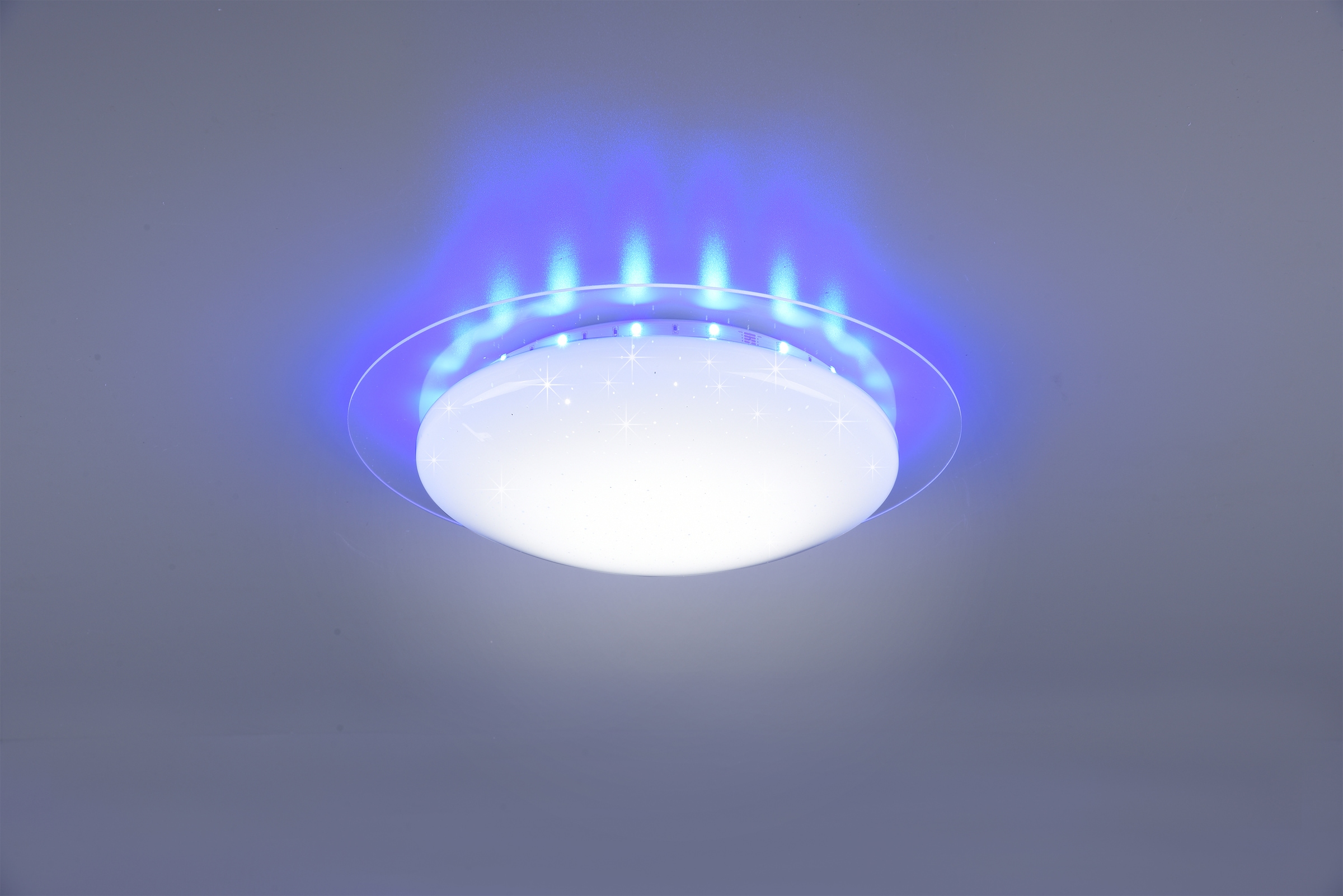 REALITY Leuchten LED Deckenleuchte »Joleen«, 1 flammig, Leuchtmittel LED-Board | LED fest integriert, Ø 35 cm mit RGB Backlight, Starlight-Effekt, inkl. Fernbed., Dimmer