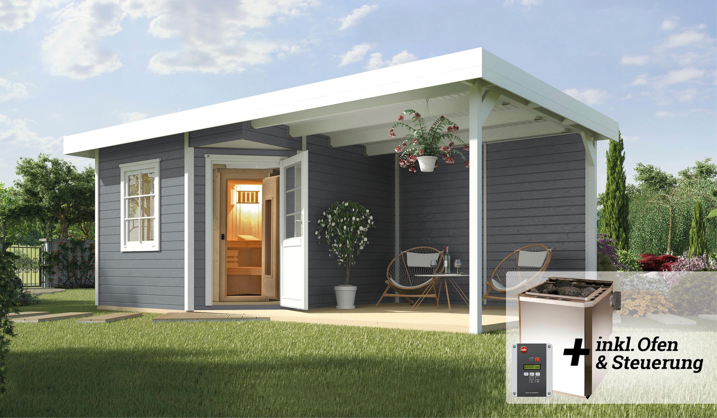 weka Saunahaus »Salo«, 7,5 kW Bio-Ofen mit digitaler Steuerung
