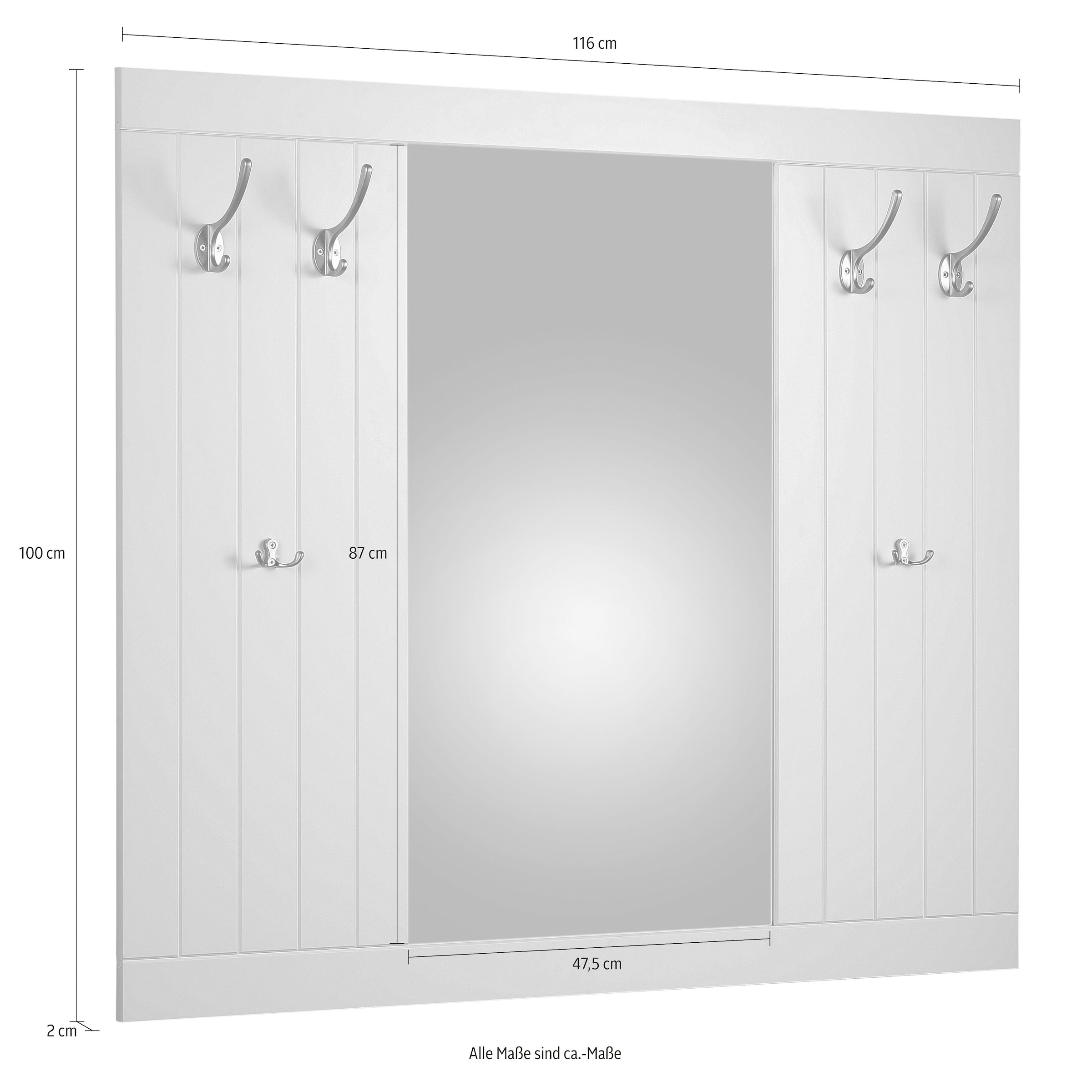 Home affaire Garderobenpaneel »Nekso«, mit Spiegel, Breite 116 cm, aus MDF oder Massivholz, FSC®