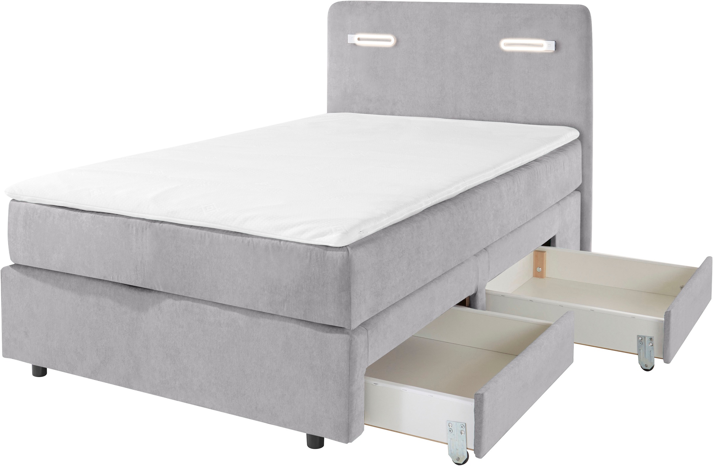 INOSIGN Boxbett »Luan« Schubkästen, LED-Beleuchtung und Topper, in Breite 120 cm und 180 cm