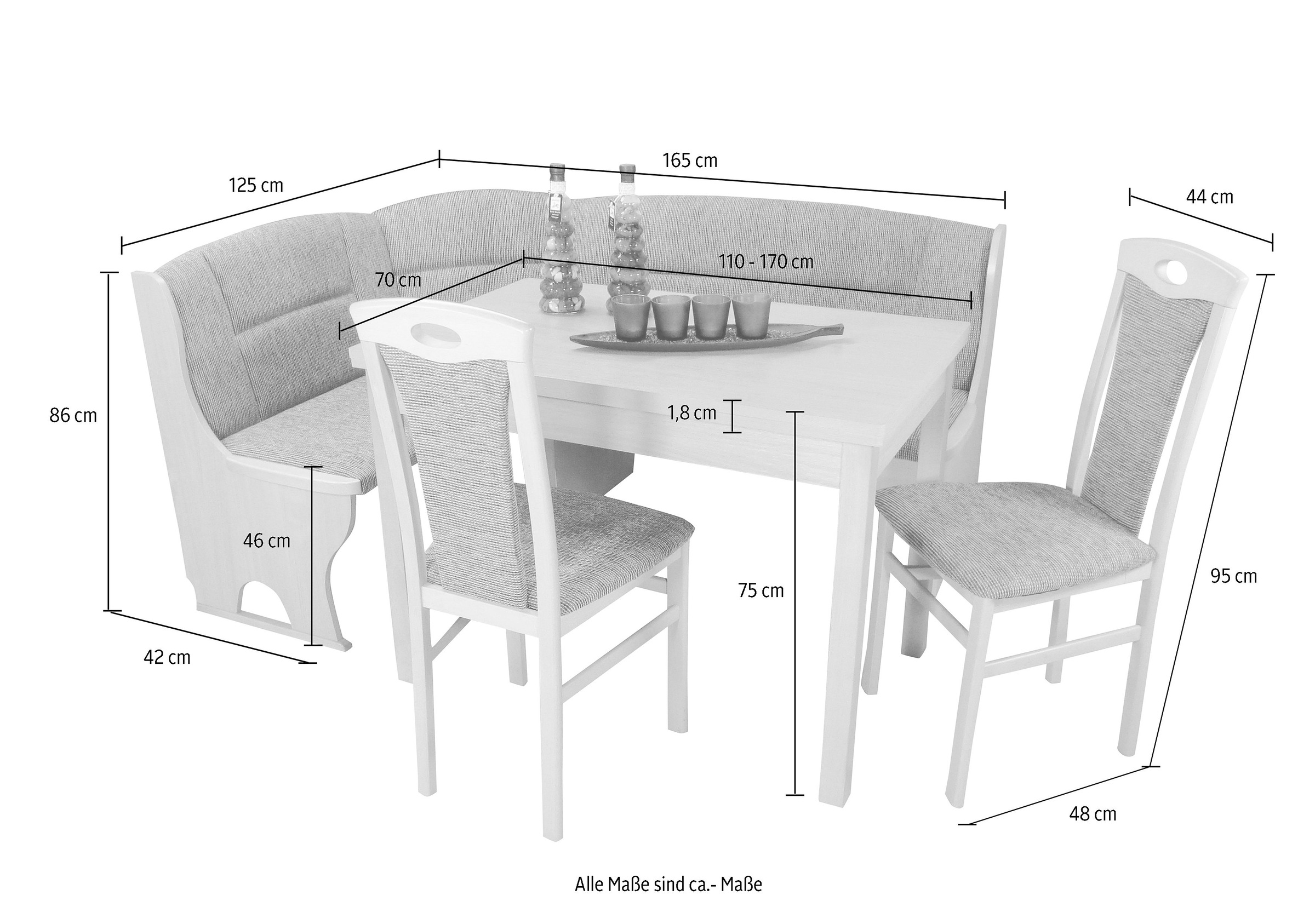 Home affaire Eckbankgruppe »Madrid«, (Set, 4 tlg.), Schenkel wechselbar