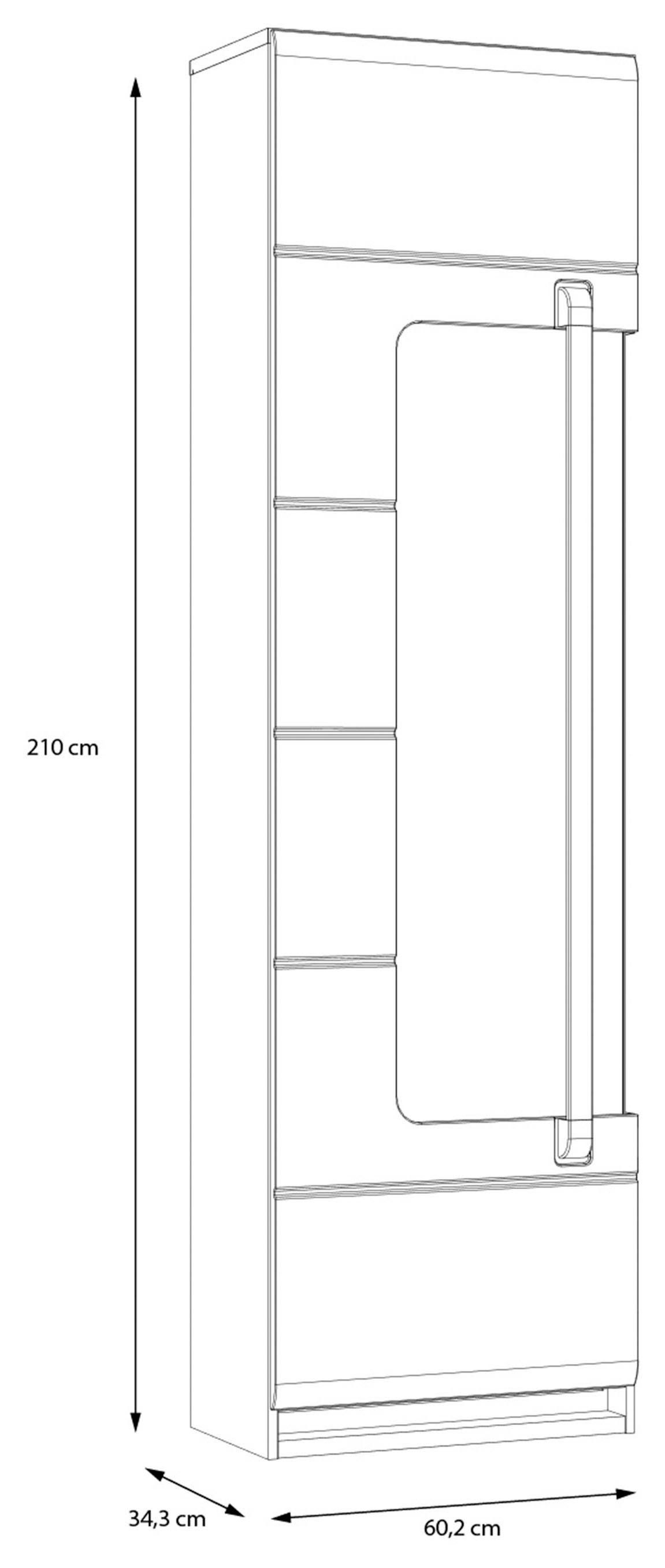 FORTE Vitrine »Attention«, (B/H/T 60,2/210/34,3 cm), Vitrine inkl. Beleuchtung, Höhe 210 cm, Soft Close, Glastüre